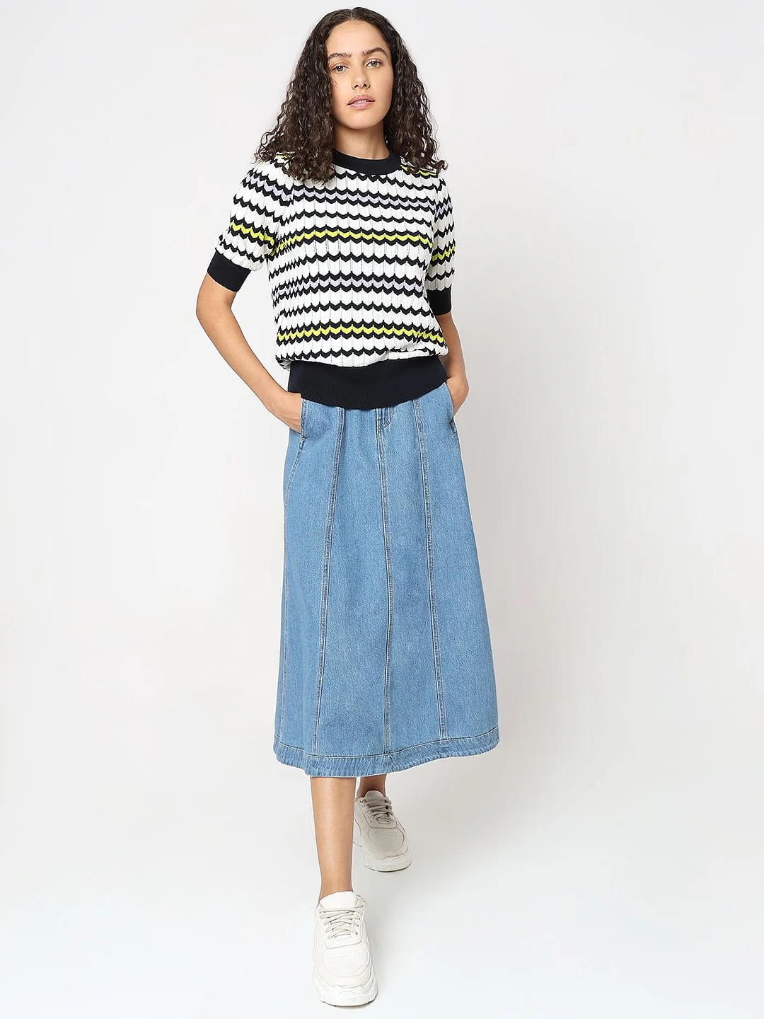 White Printed Knit Top - Image 5