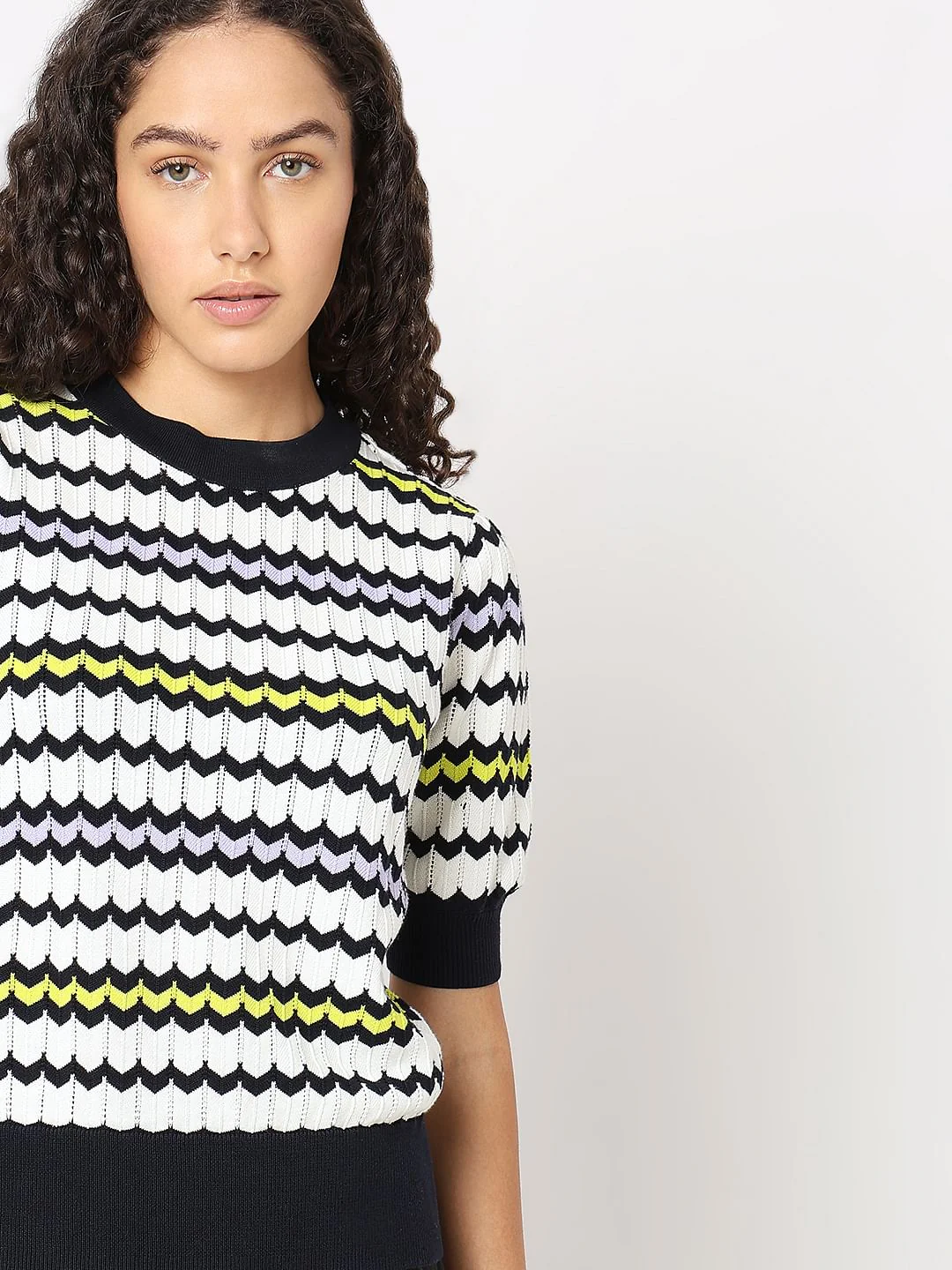 White Printed Knit Top - Image 6