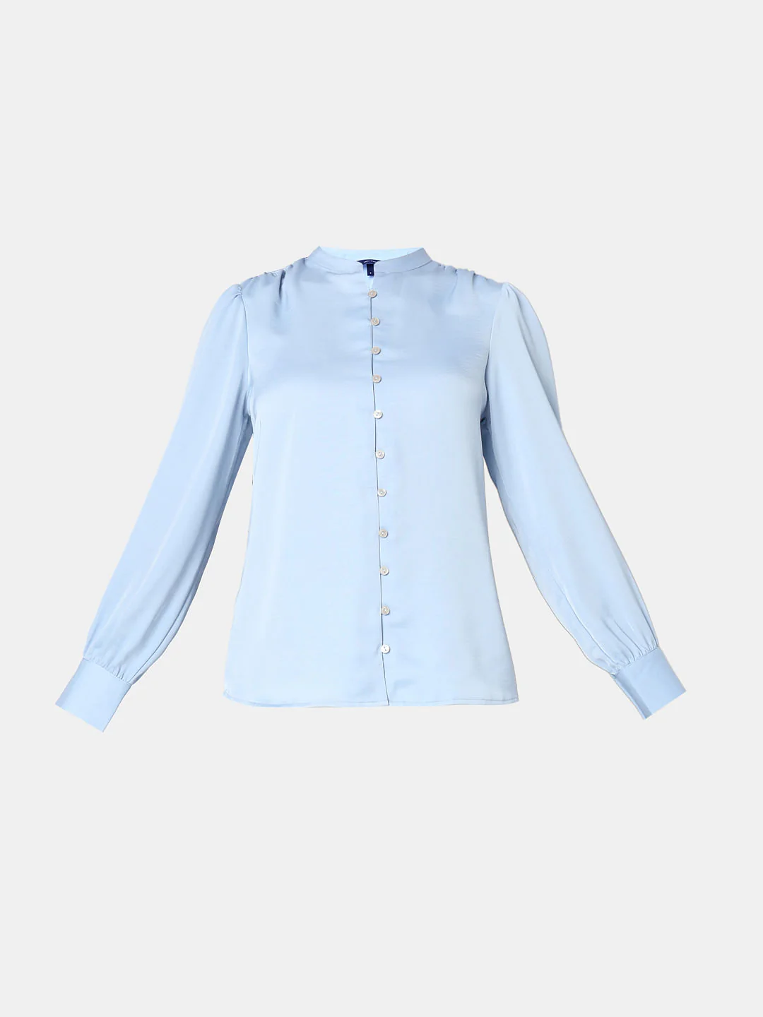Powder Blue Mandarin Collar Top - Image 7