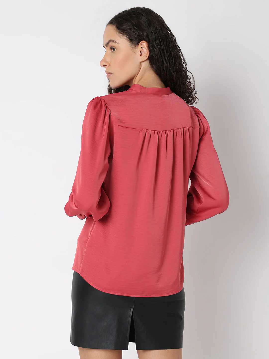 Peach Pink Mandarin Collar Top - Image 4