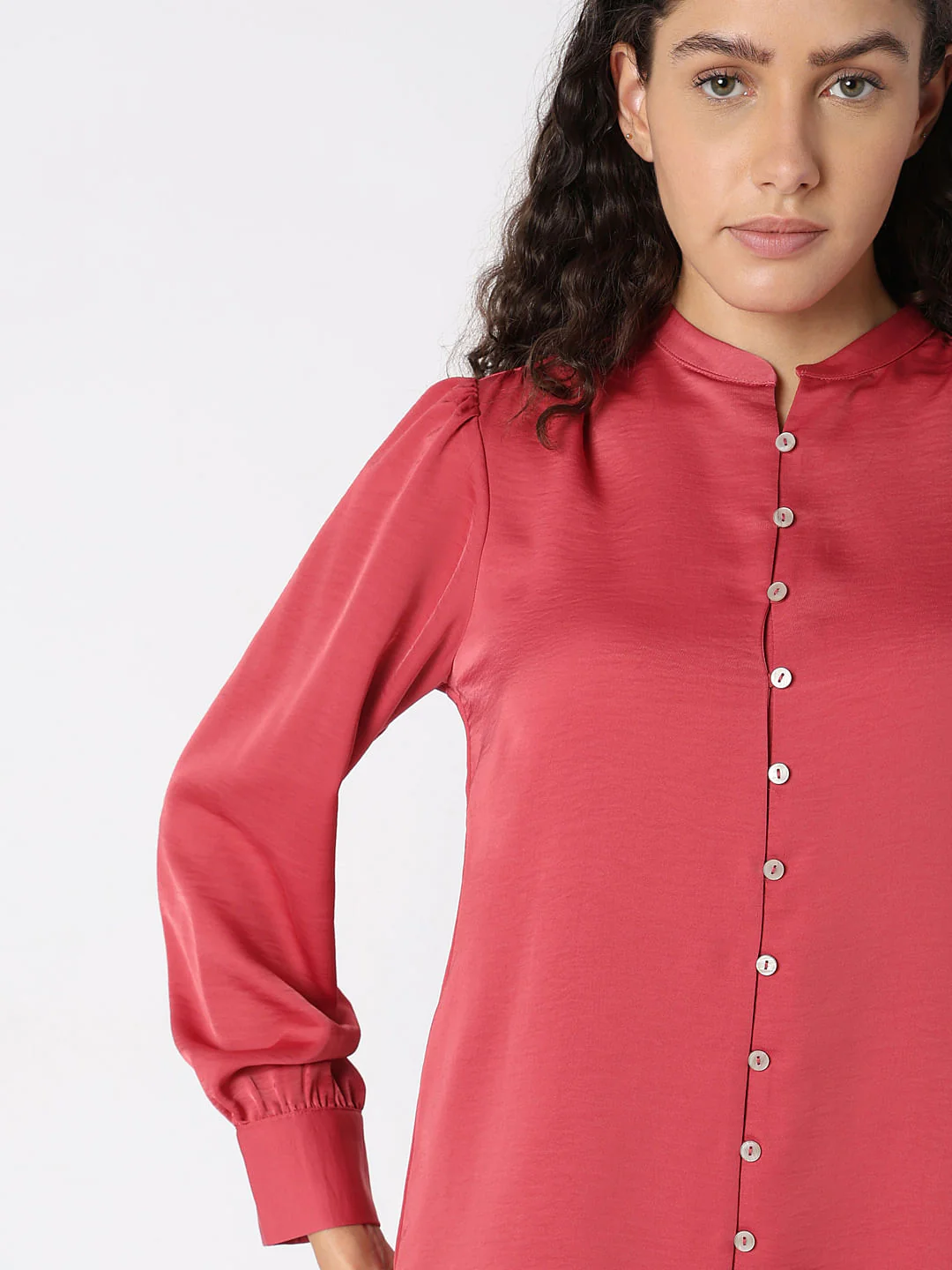 Peach Pink Mandarin Collar Top - Image 6