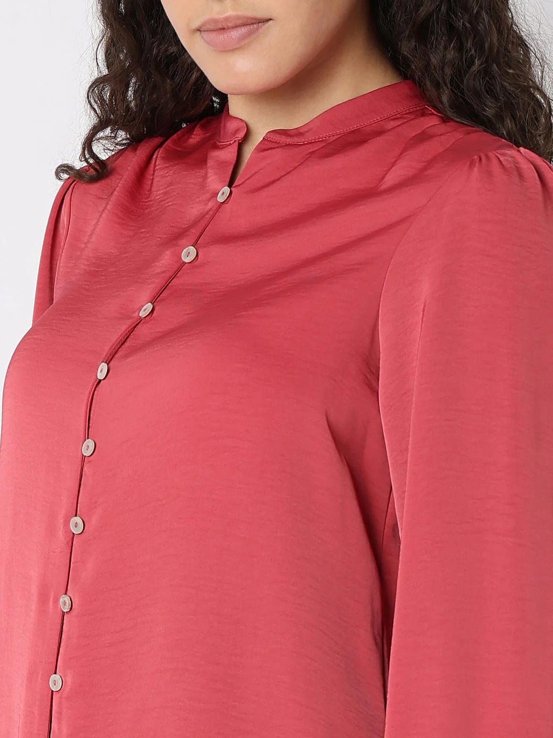 Peach Pink Mandarin Collar Top - Image 8