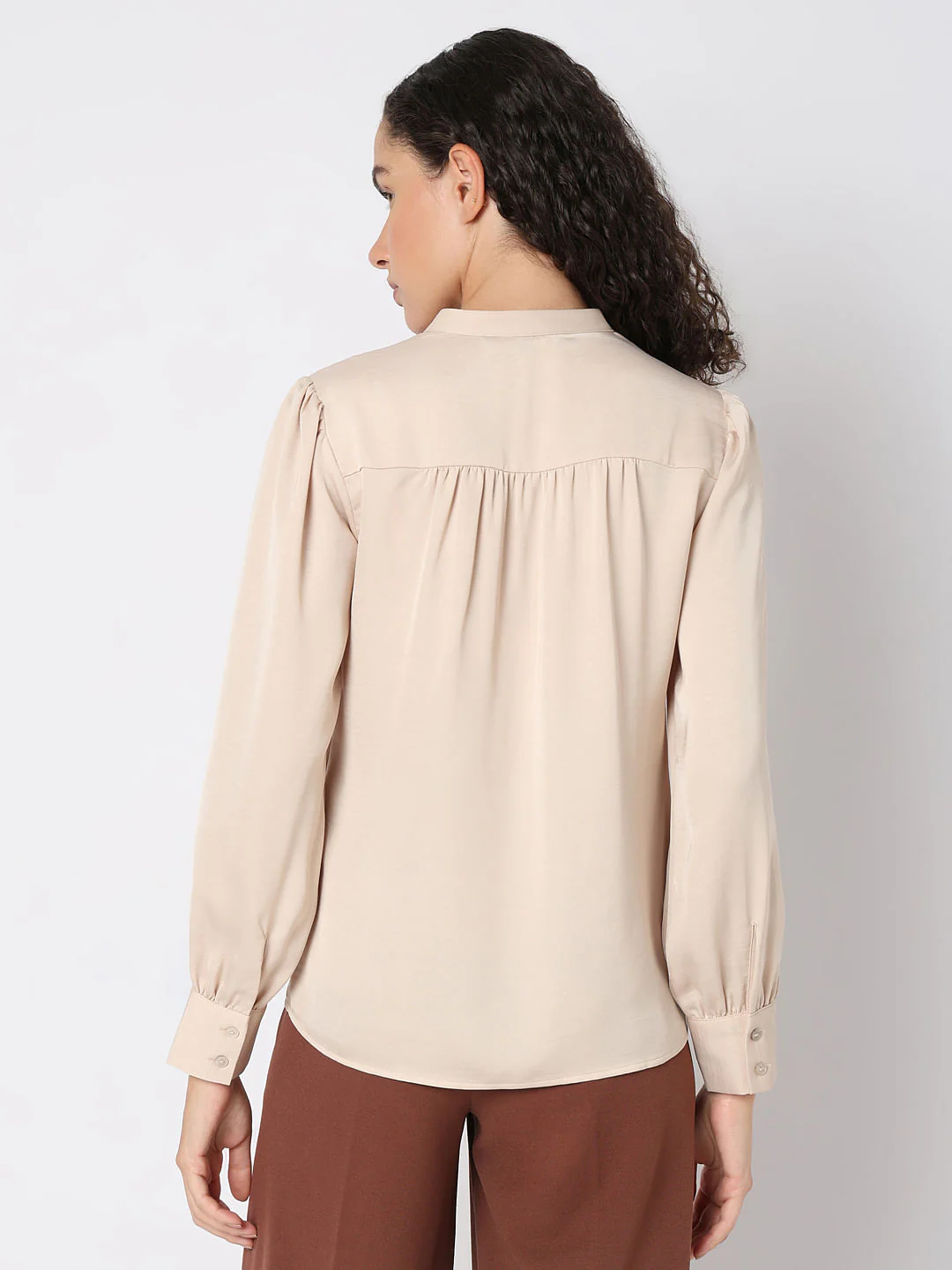 Beige Mandarin Collar Top - Image 4