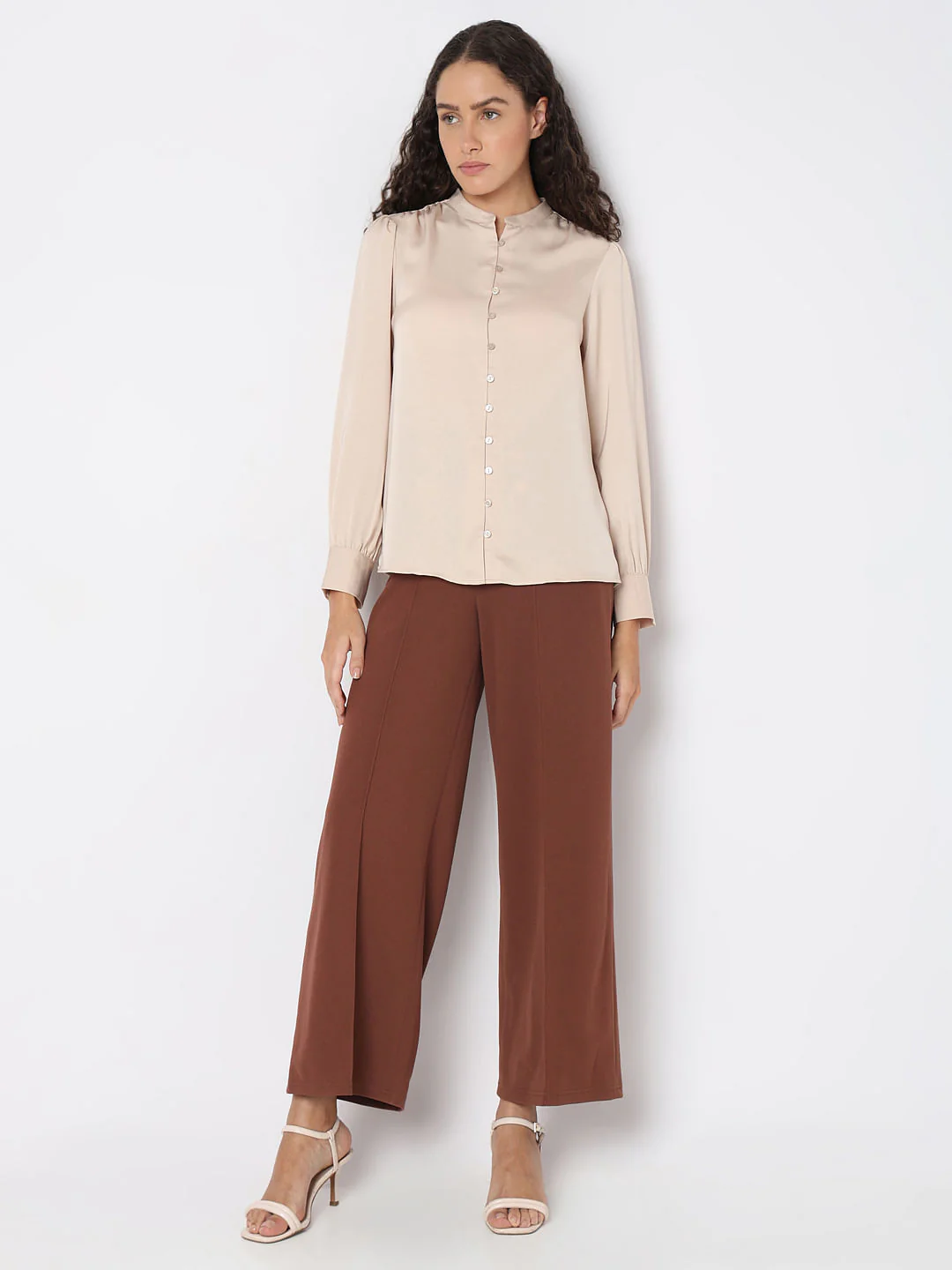 Beige Mandarin Collar Top - Image 5