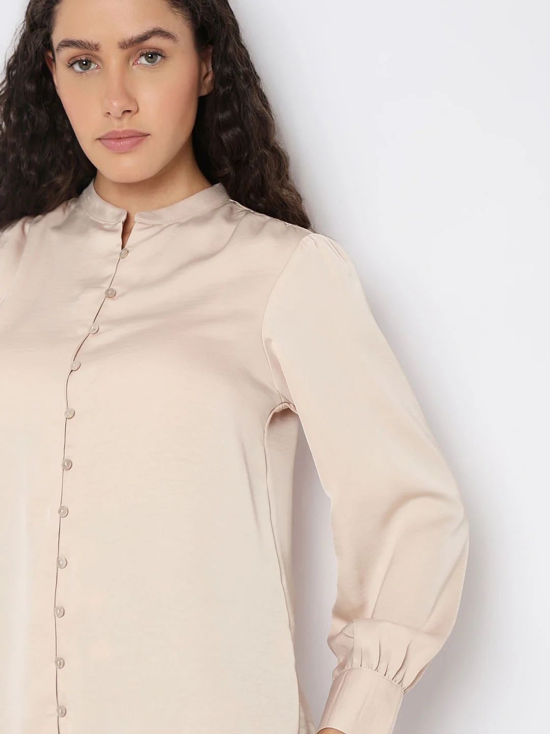 Beige Mandarin Collar Top - Image 6