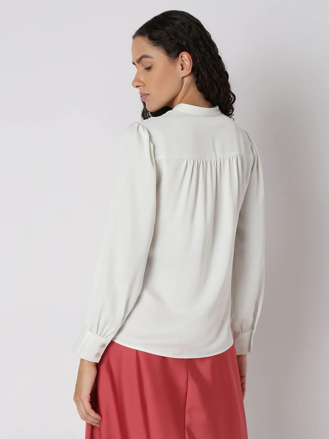 White Mandarin Collar Top - Image 4