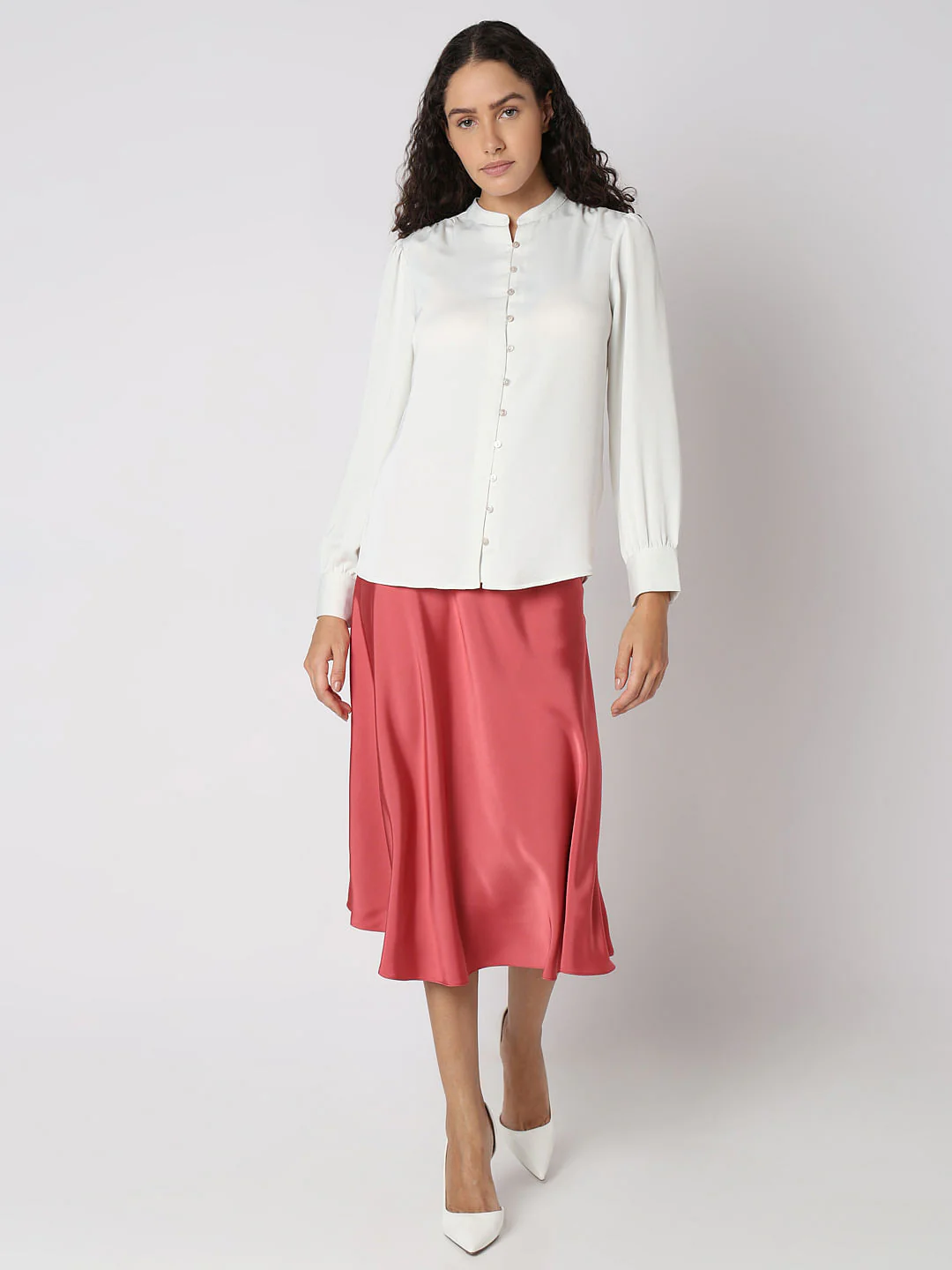 White Mandarin Collar Top - Image 5