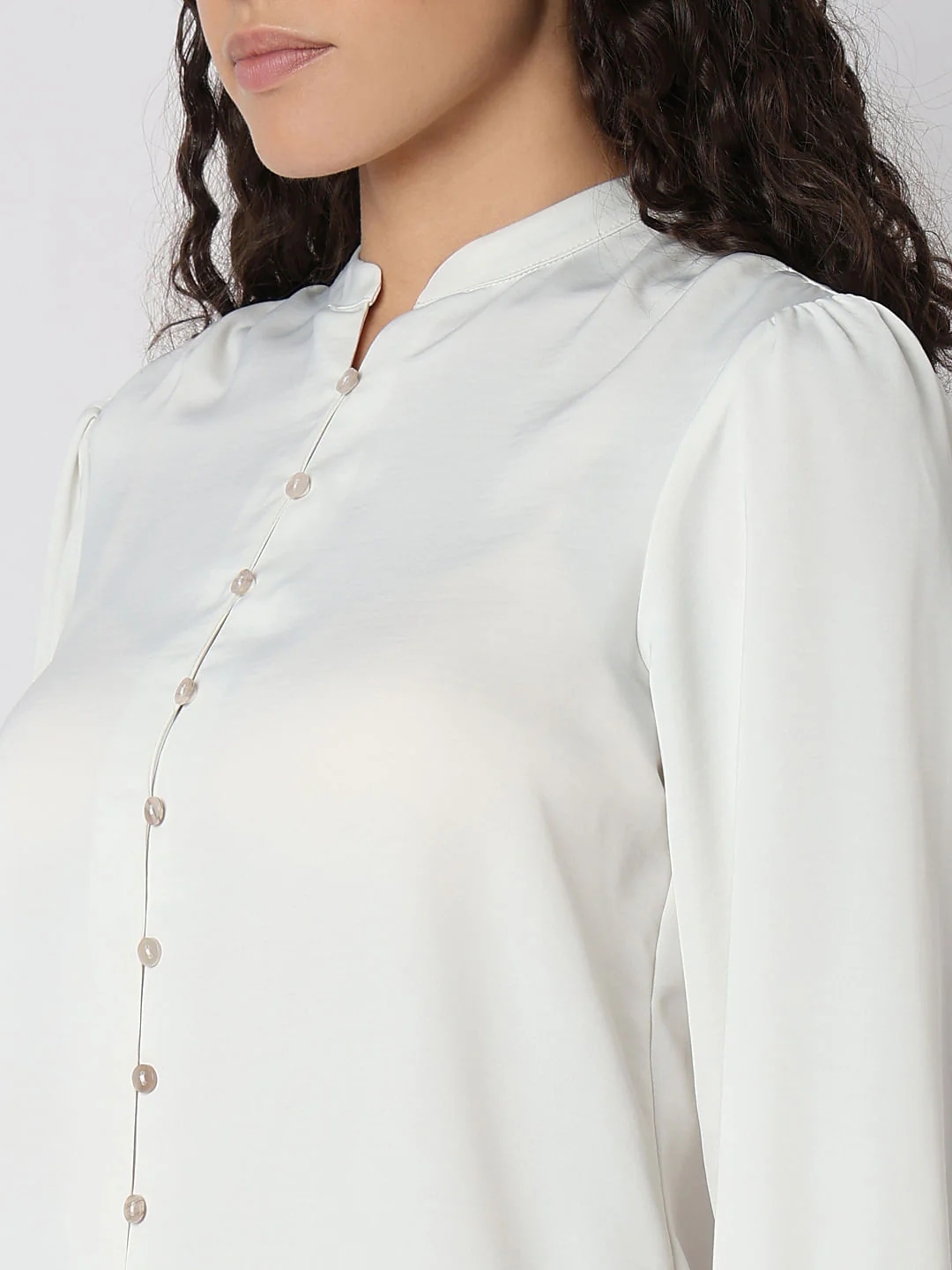 White Mandarin Collar Top - Image 8
