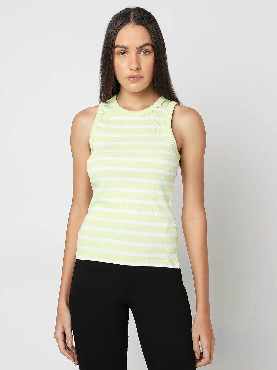 Lime Green Striped Tank Top - Image 2