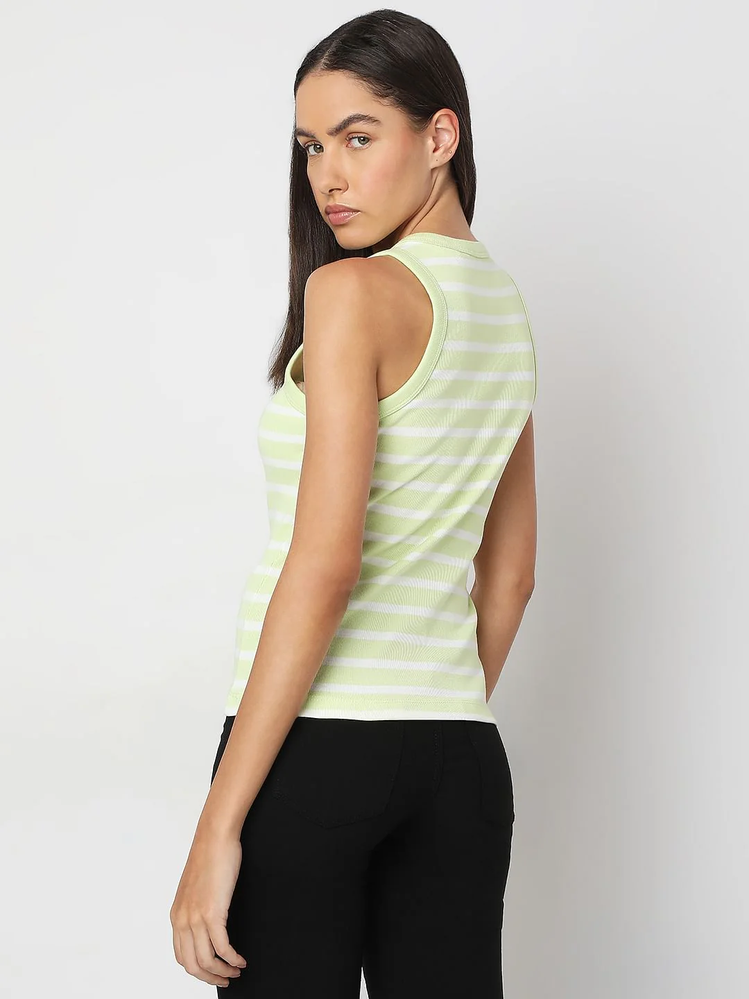 Lime Green Striped Tank Top - Image 4
