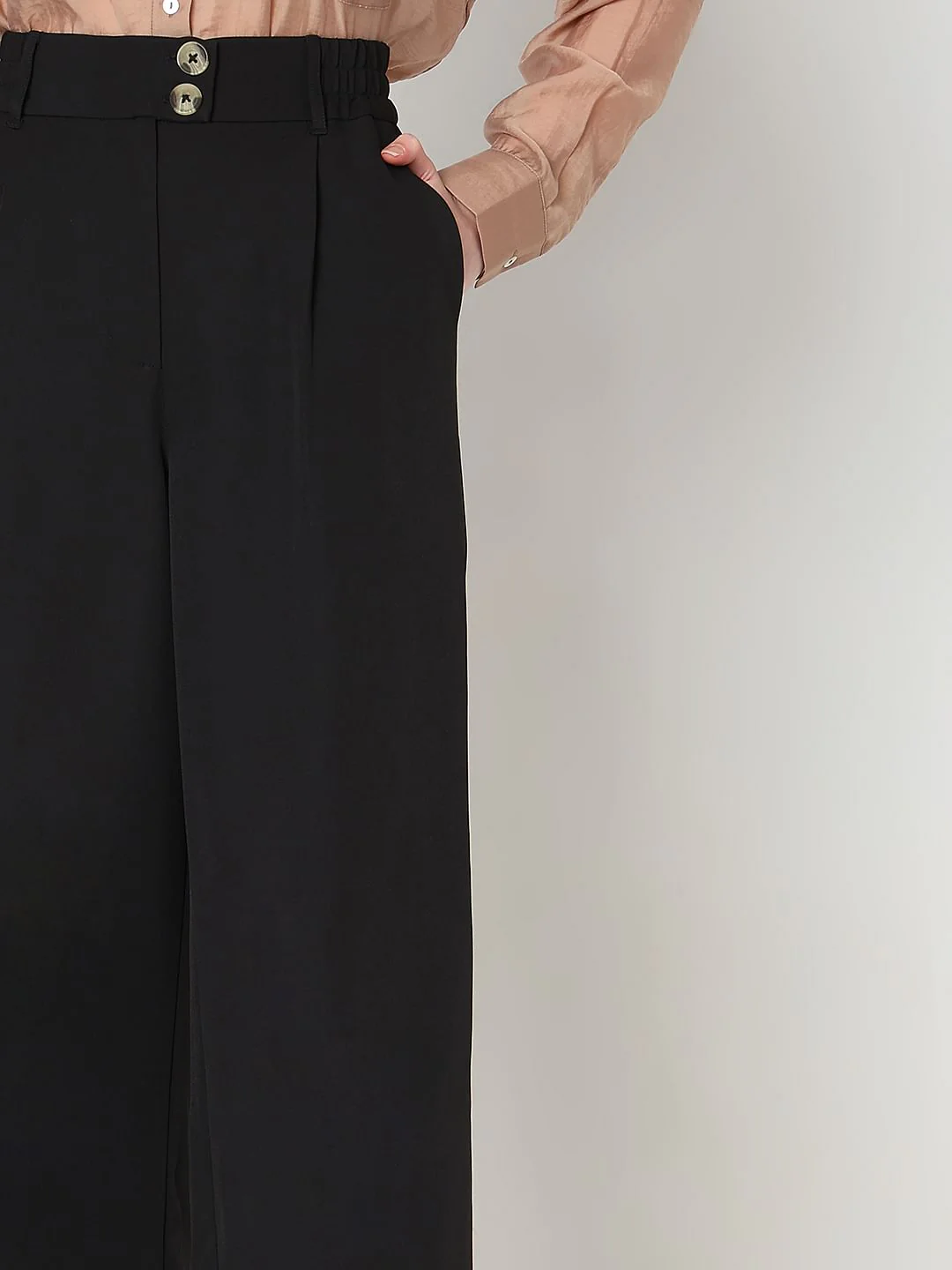 Black Double Button Korean Pants - Image 6