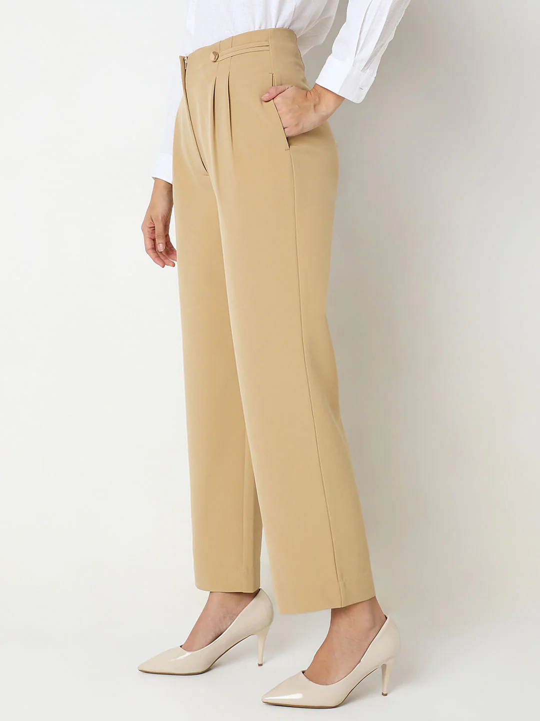 Tan High Rise Pants - Image 3
