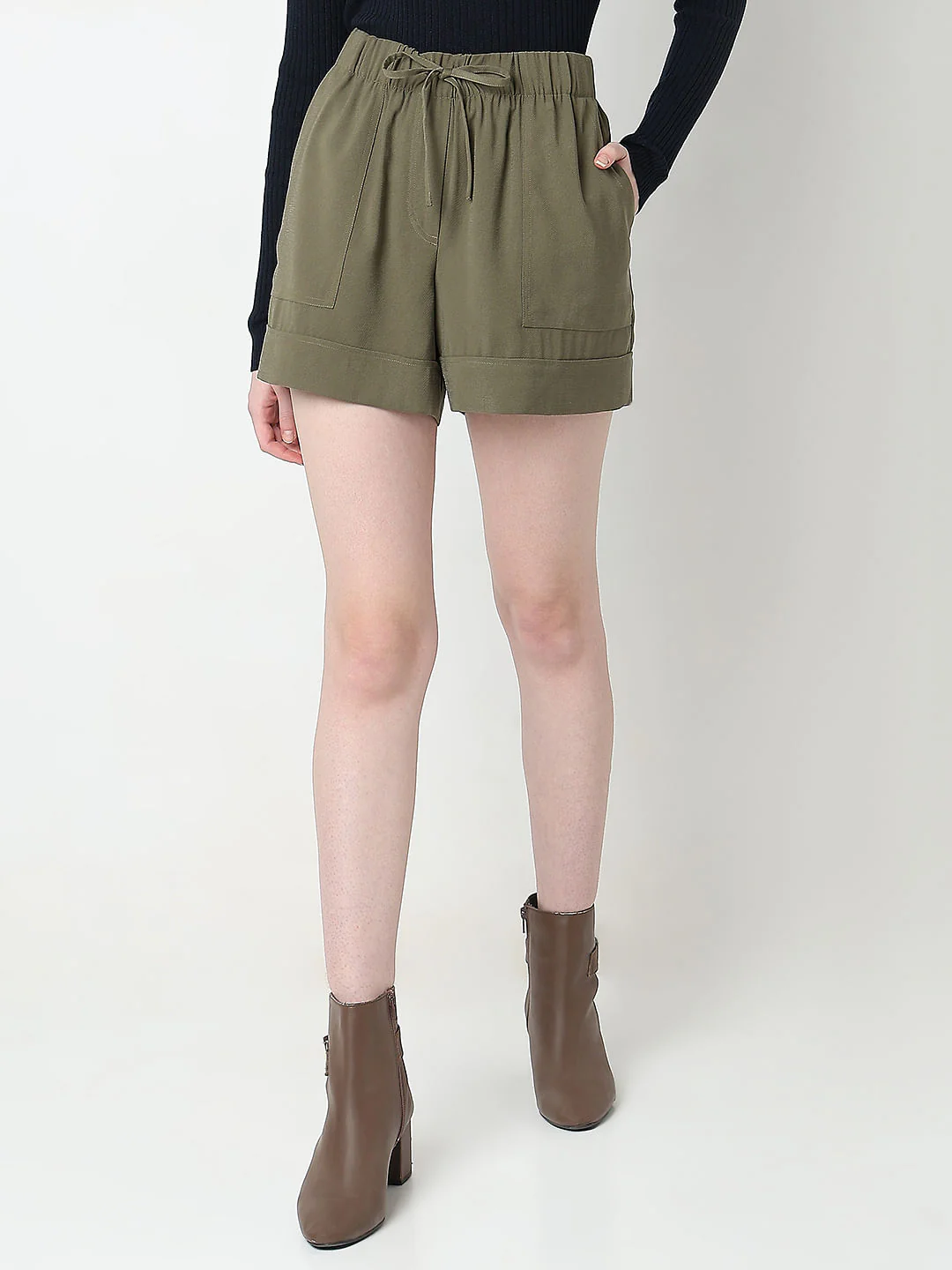 Green High Rise Shorts - Image 2