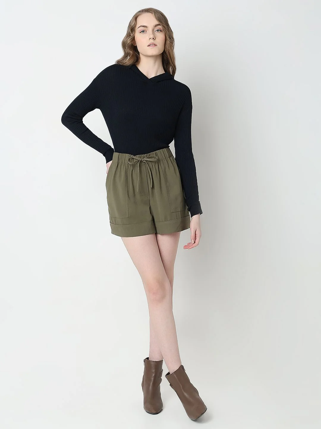 Green High Rise Shorts - Image 5