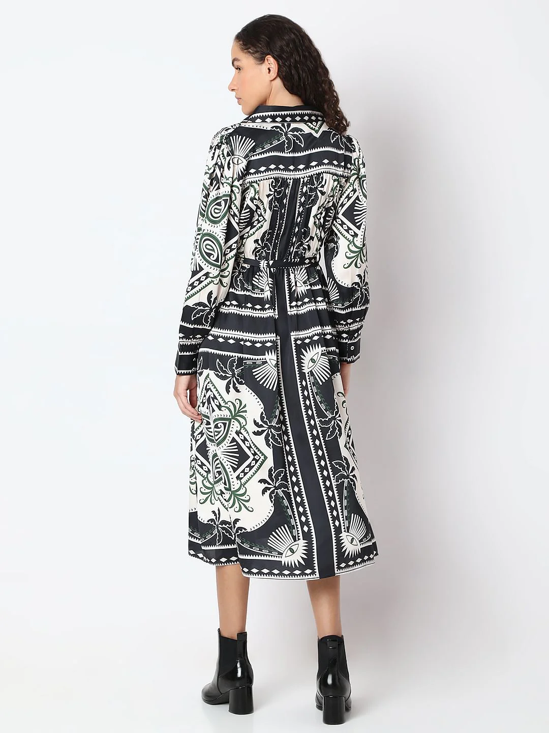 Black Printed Shirt Dress - Image 4