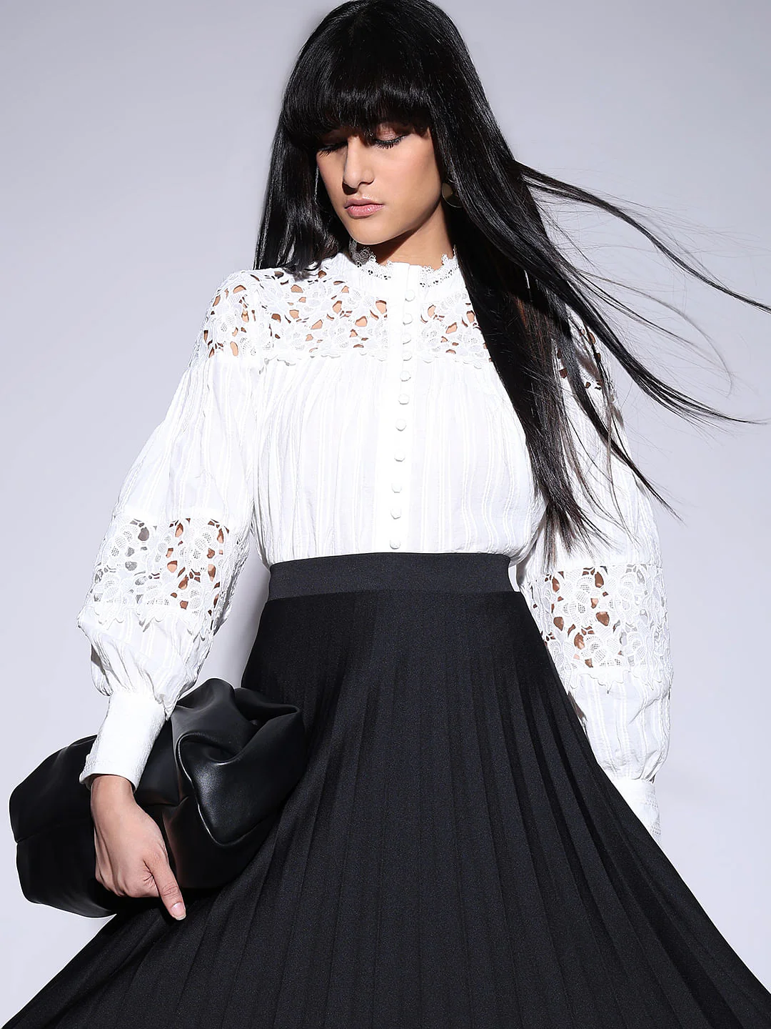 White Floral Cutwork Shirt