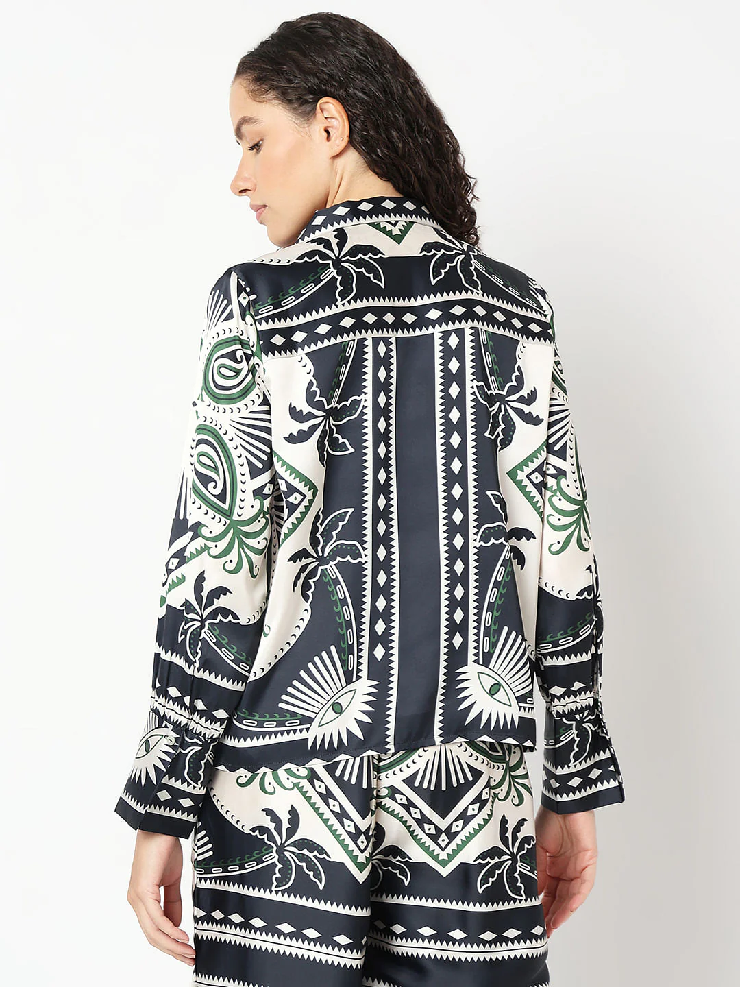 Black Printed Co-Ord Set Shirt - Image 4