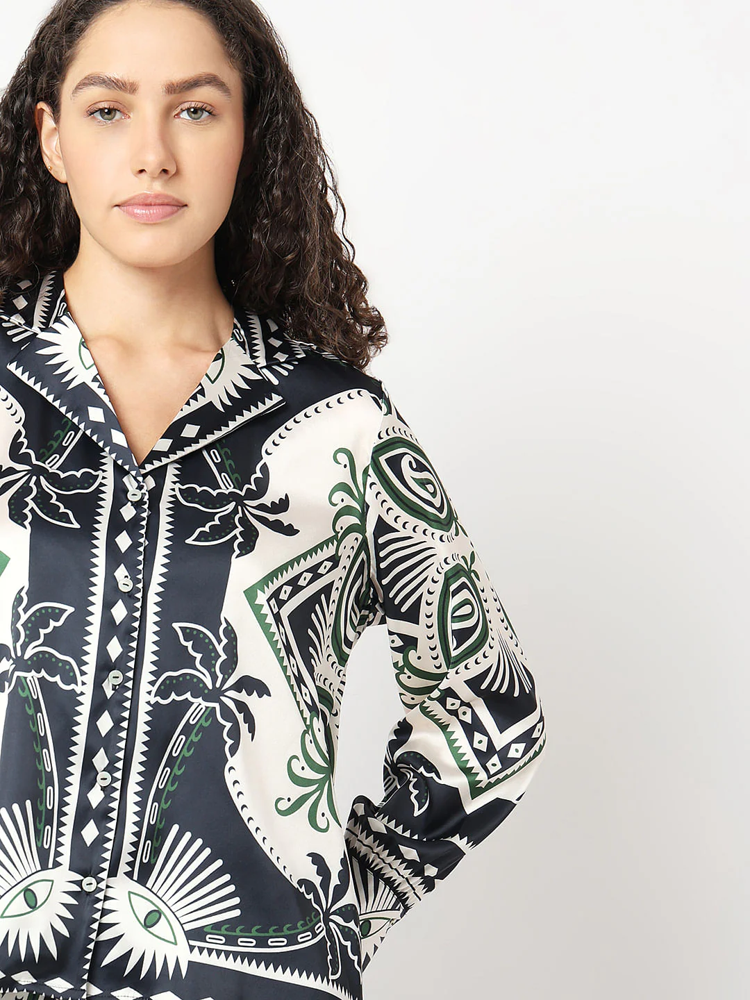 Black Printed Co-Ord Set Shirt - Image 6