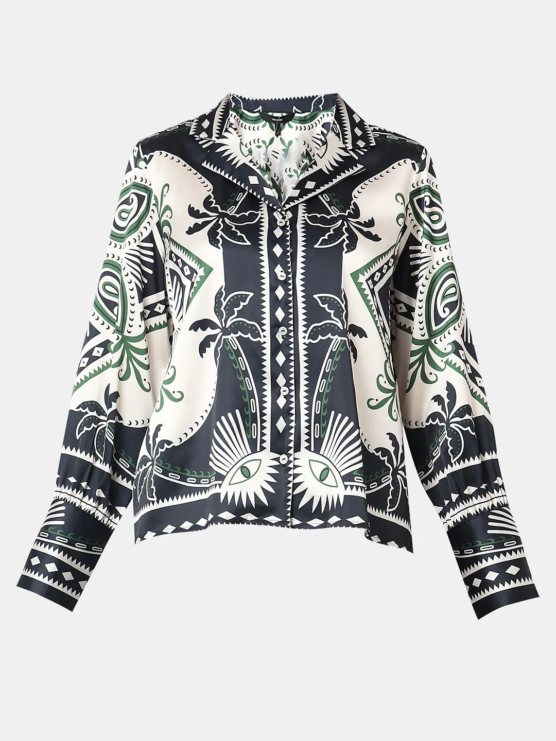 Black Printed Co-Ord Set Shirt - Image 7