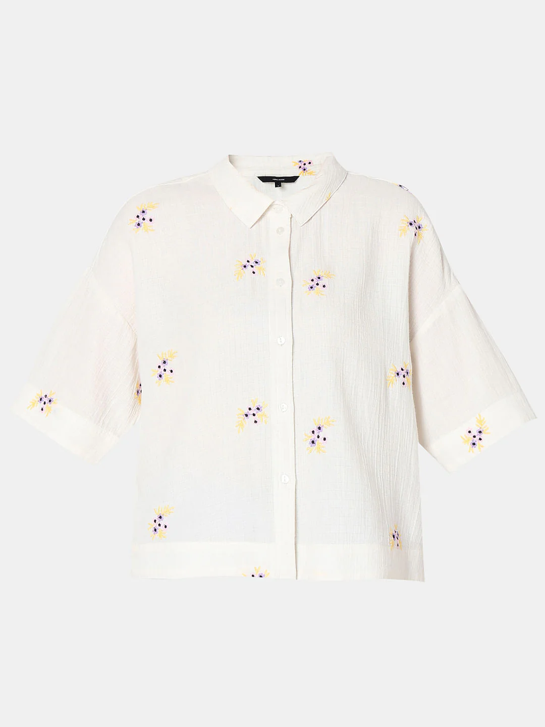 White Floral Cotton Shirt - Image 7