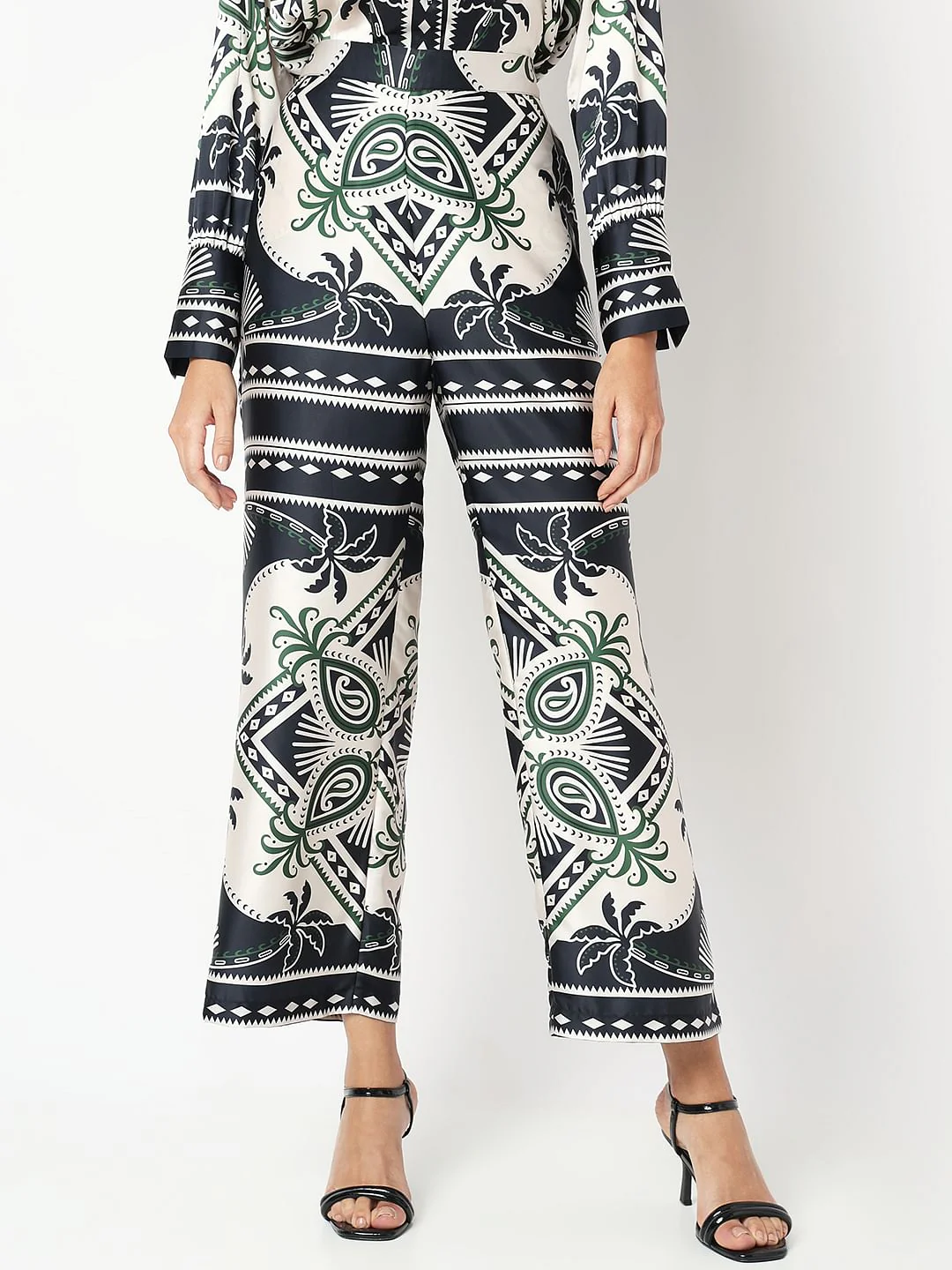 Black Printed Co-Ord Set Pants - Image 2