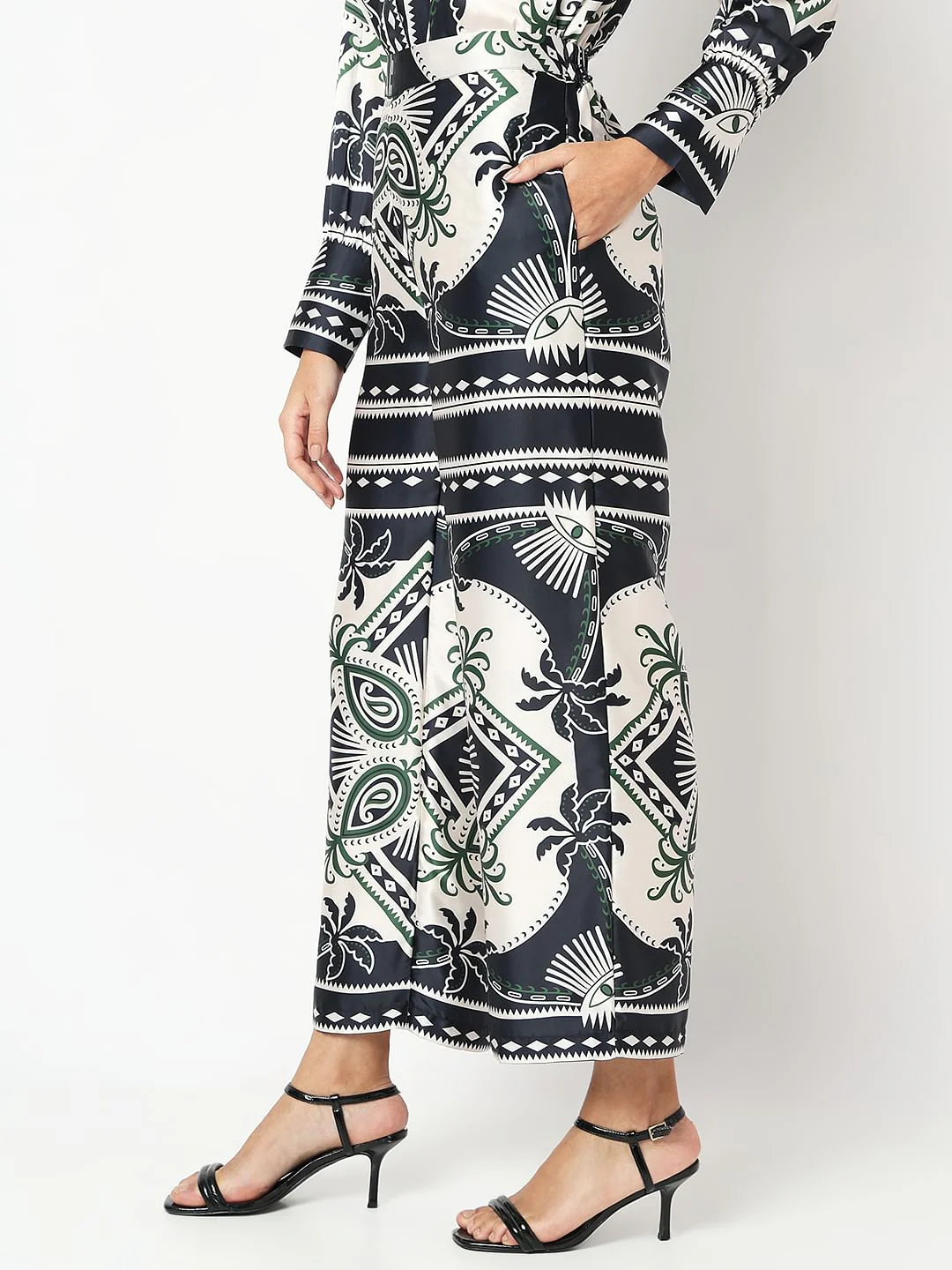 Black Printed Co-Ord Set Pants - Image 3