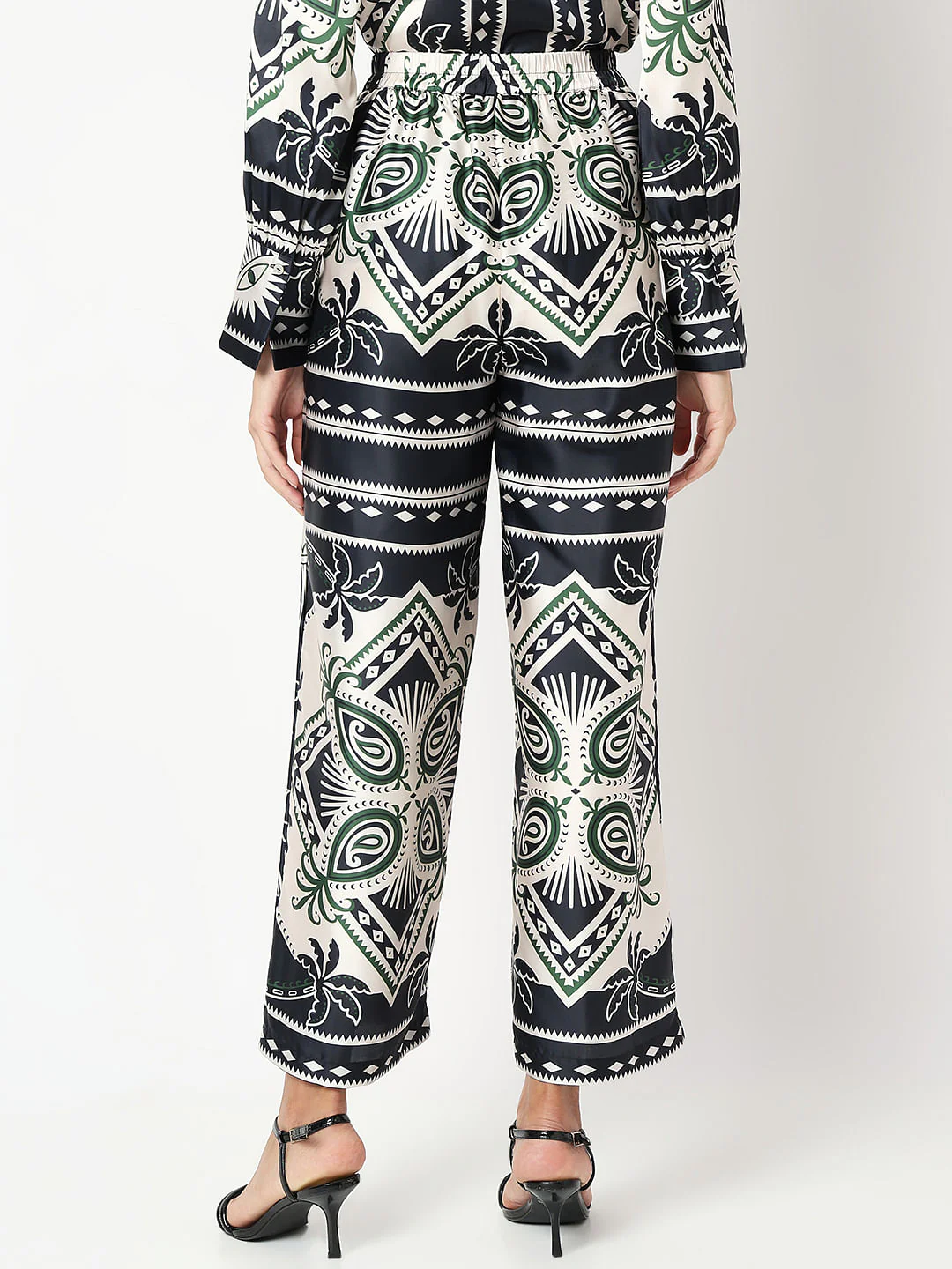 Black Printed Co-Ord Set Pants - Image 4