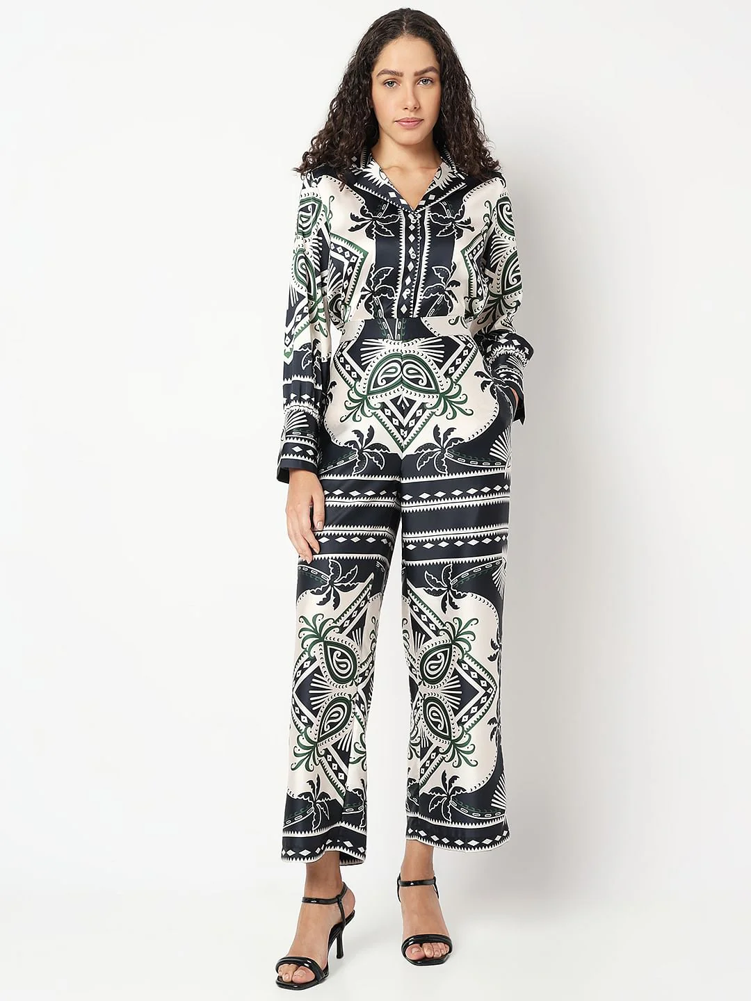 Black Printed Co-Ord Set Pants - Image 5