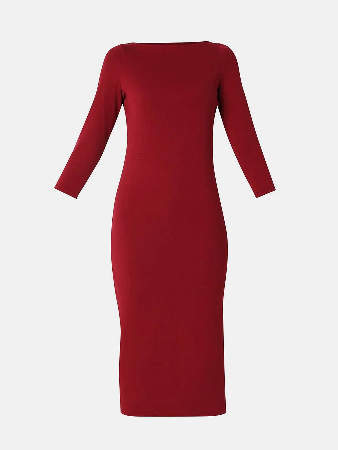 Dark Red Sheath Midi Dress - Image 7