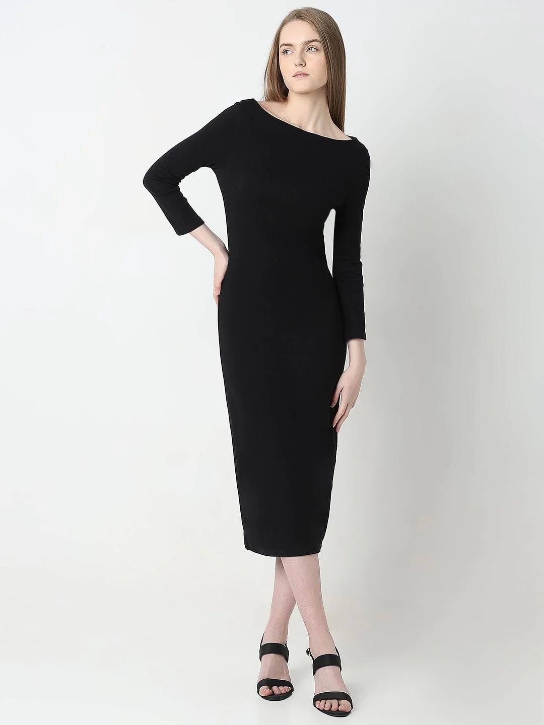 Black Sheath Midi Dress - Image 2