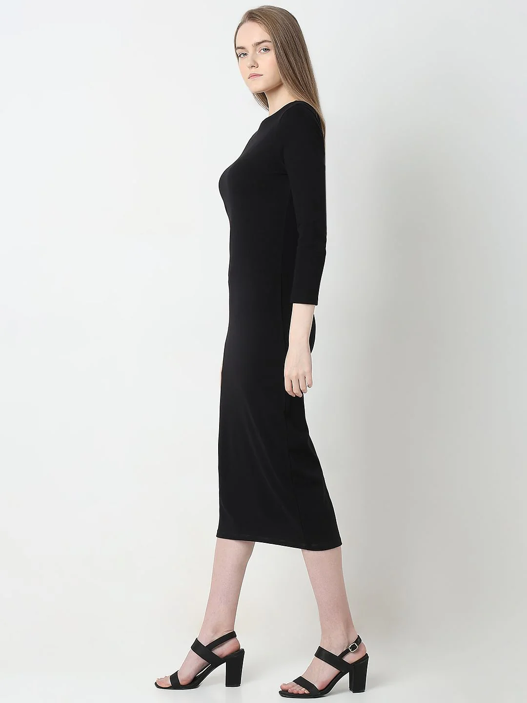 Black Sheath Midi Dress - Image 3