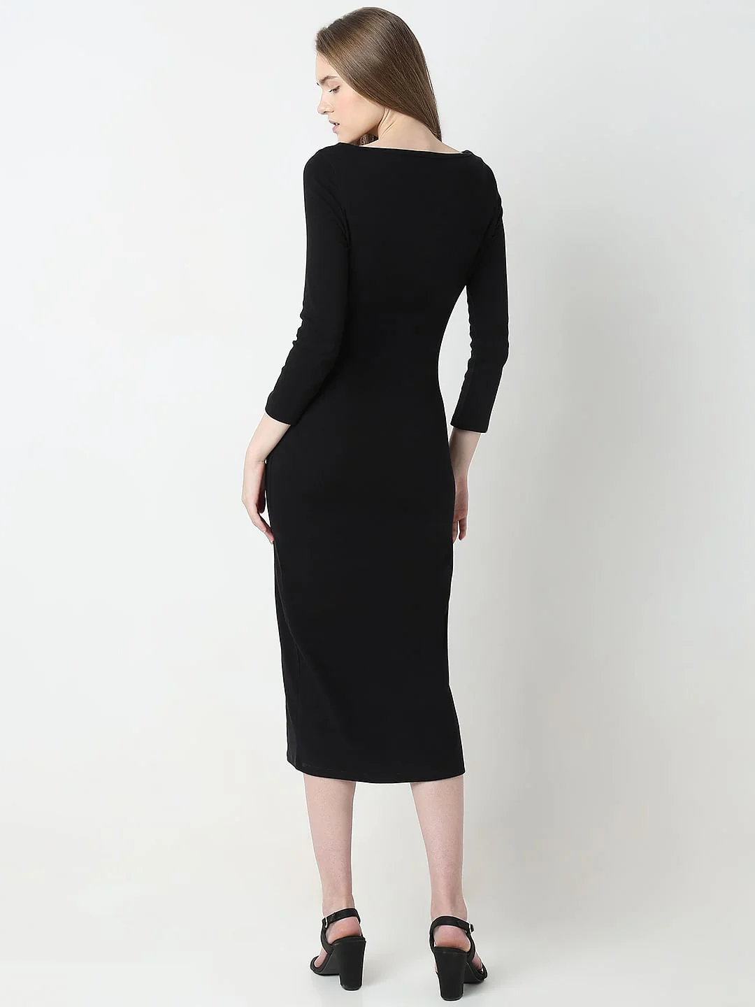 Black Sheath Midi Dress - Image 4
