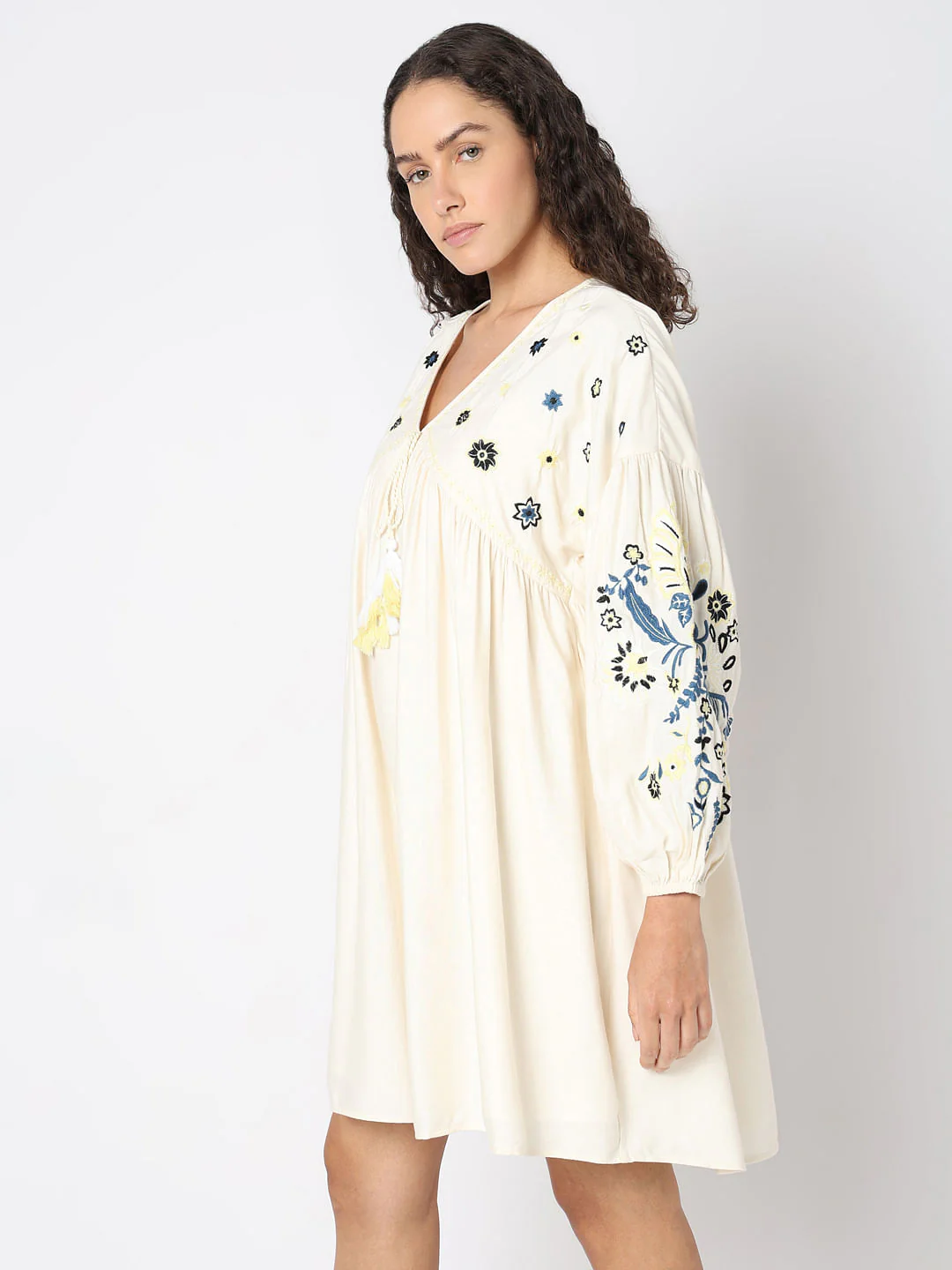 Ecru Embroidered Shift Dress - Image 3
