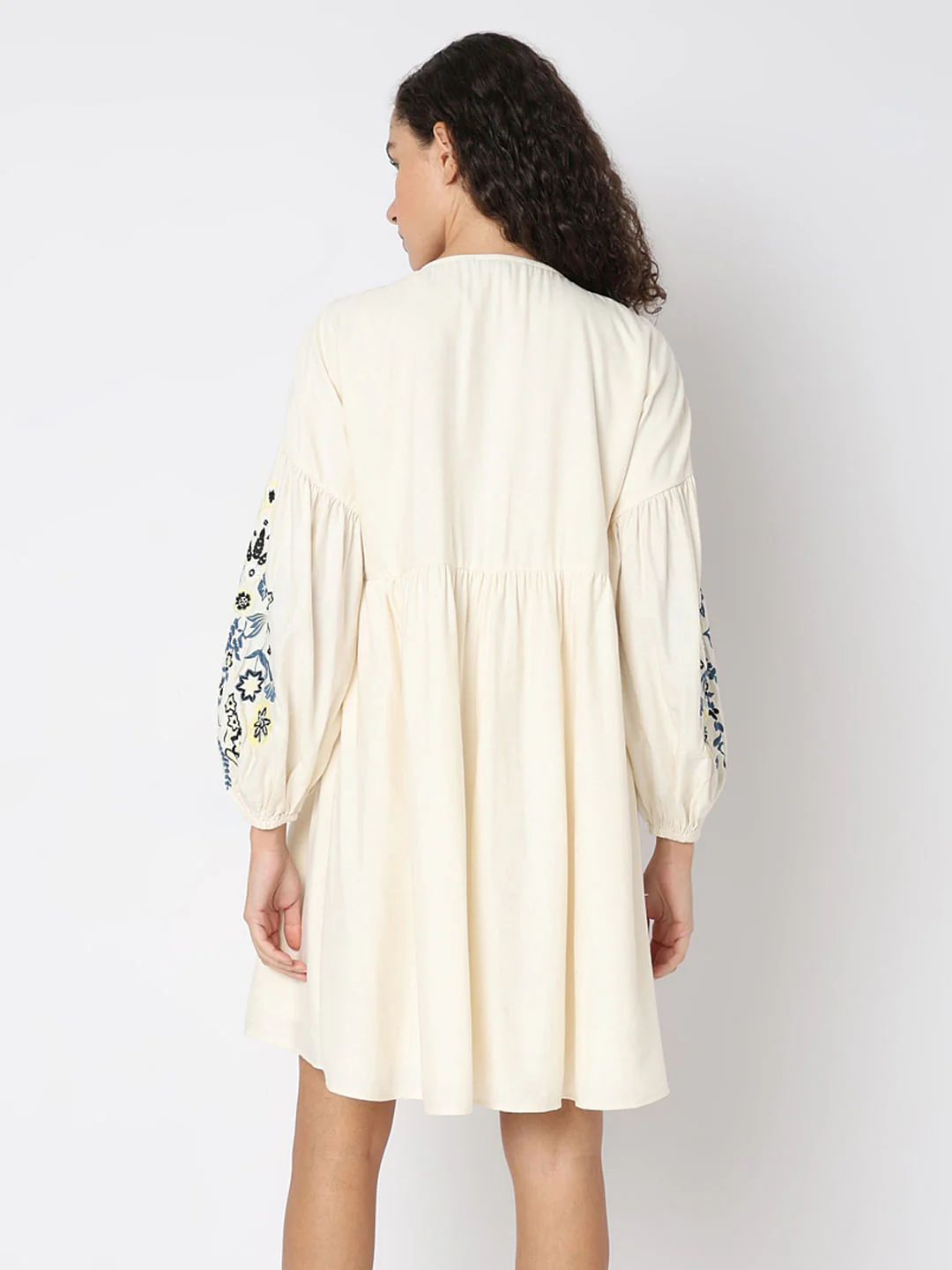 Ecru Embroidered Shift Dress - Image 4