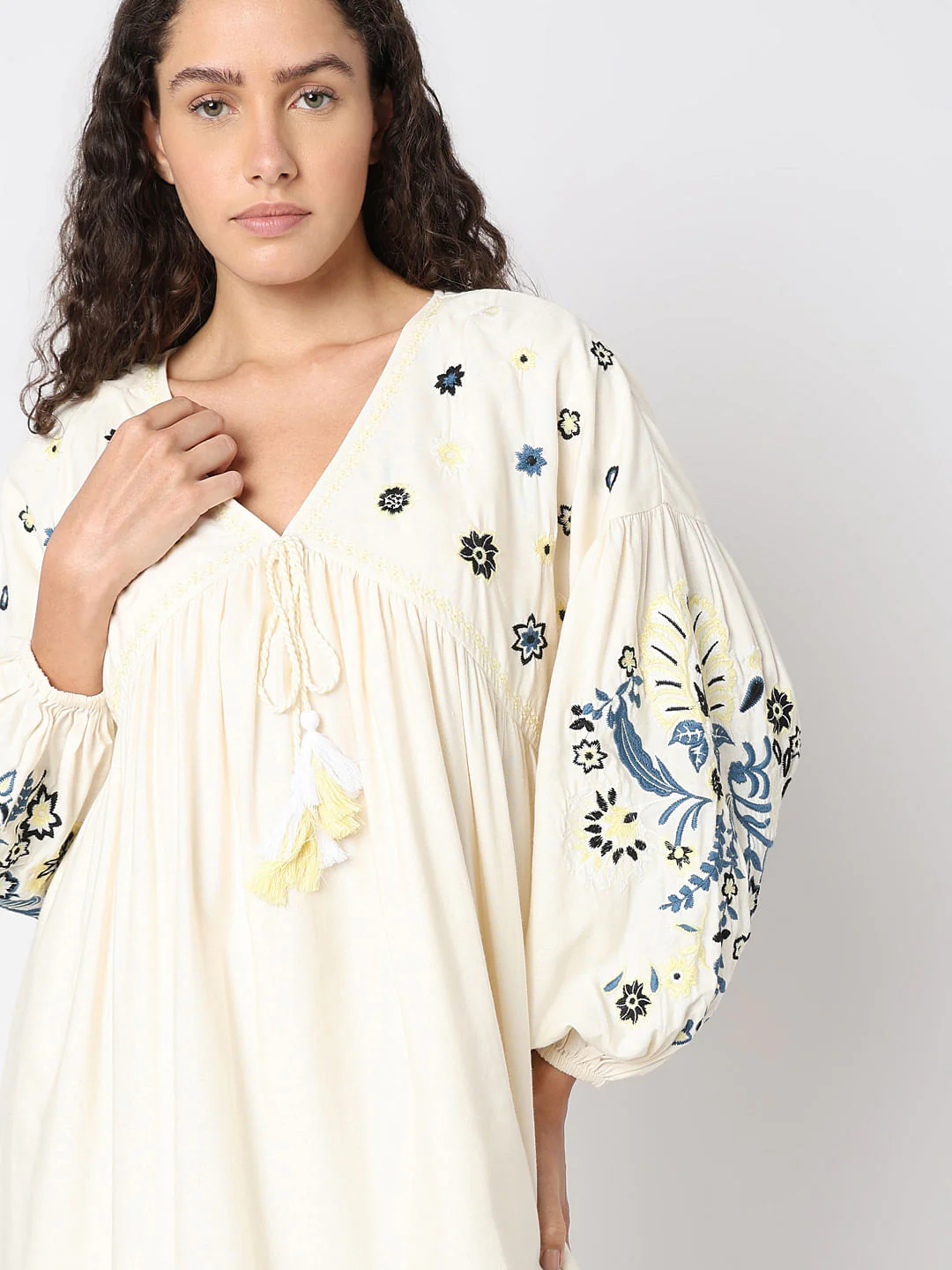 Ecru Embroidered Shift Dress - Image 6