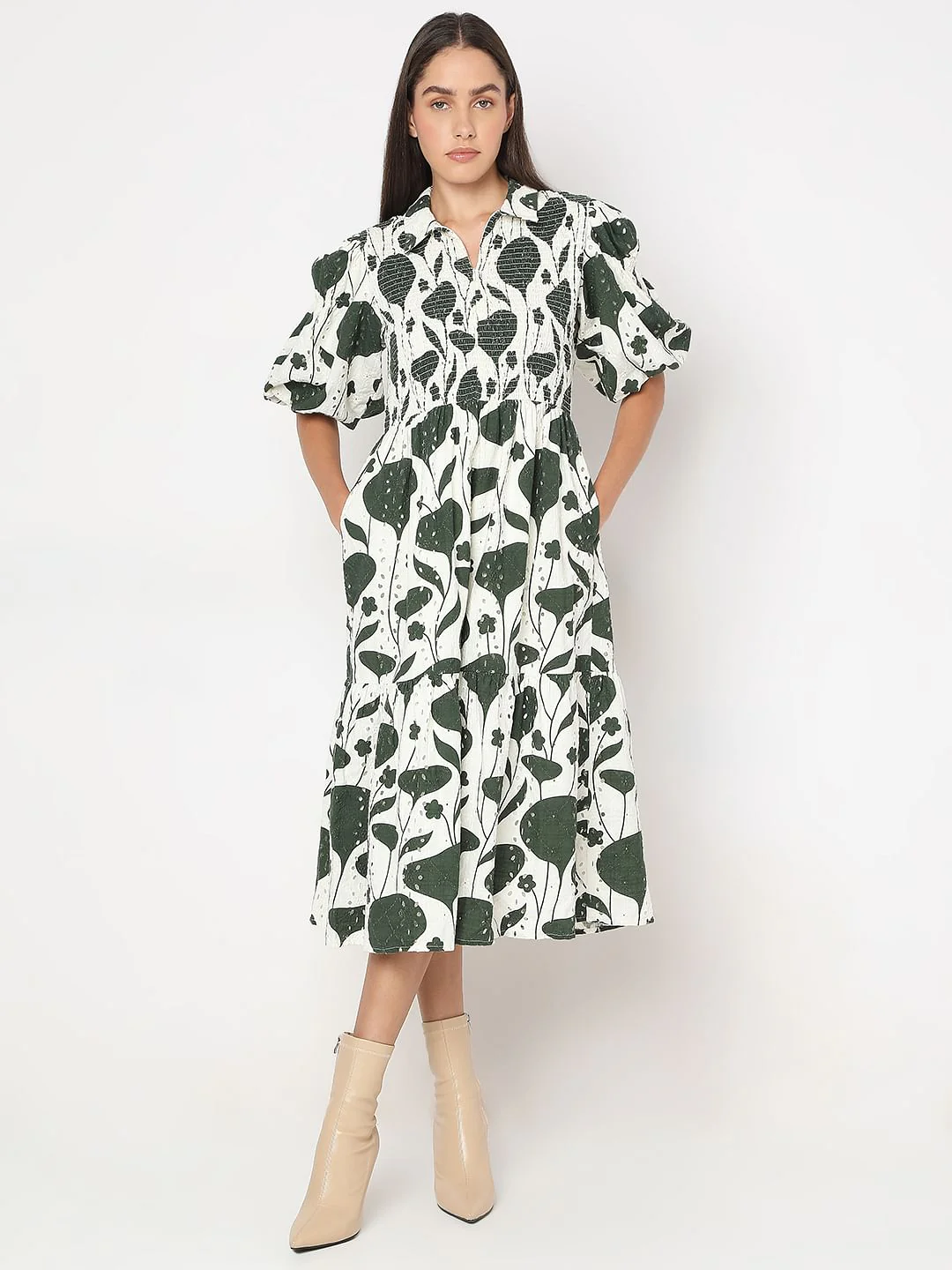 Green Printed Dress - Image 2