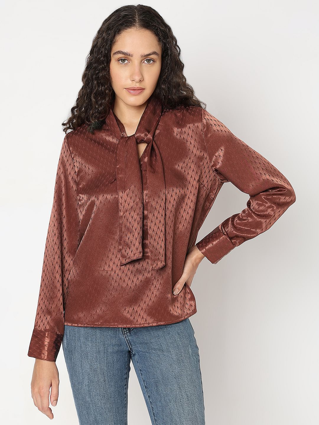 Chocolate Brown Printed Top - Image 2