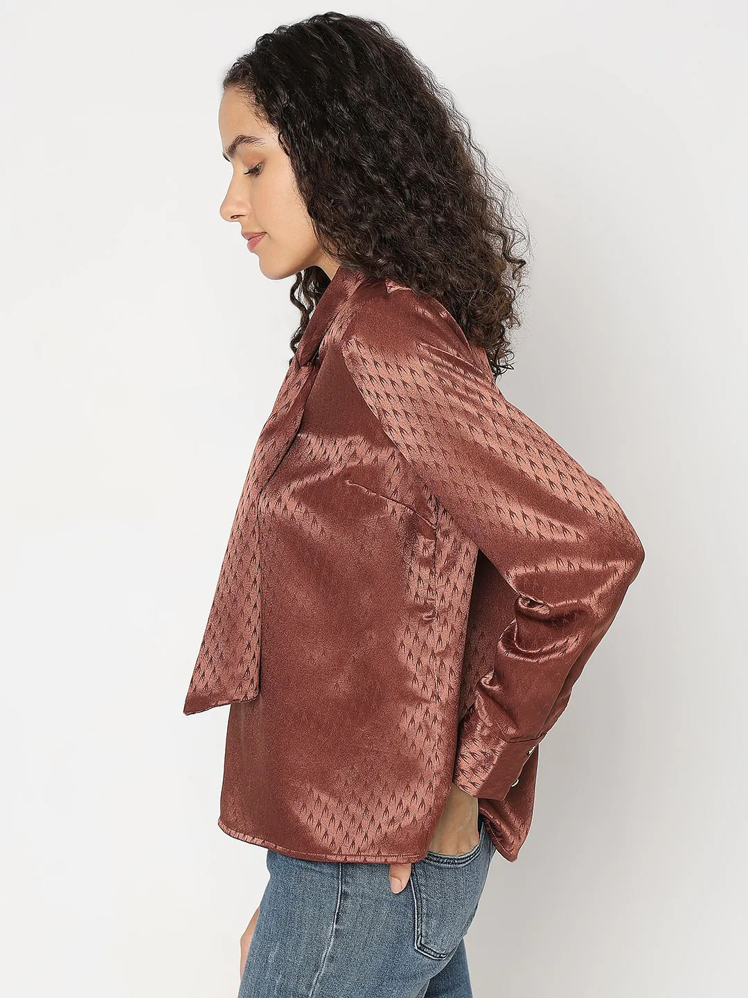 Chocolate Brown Printed Top - Image 3