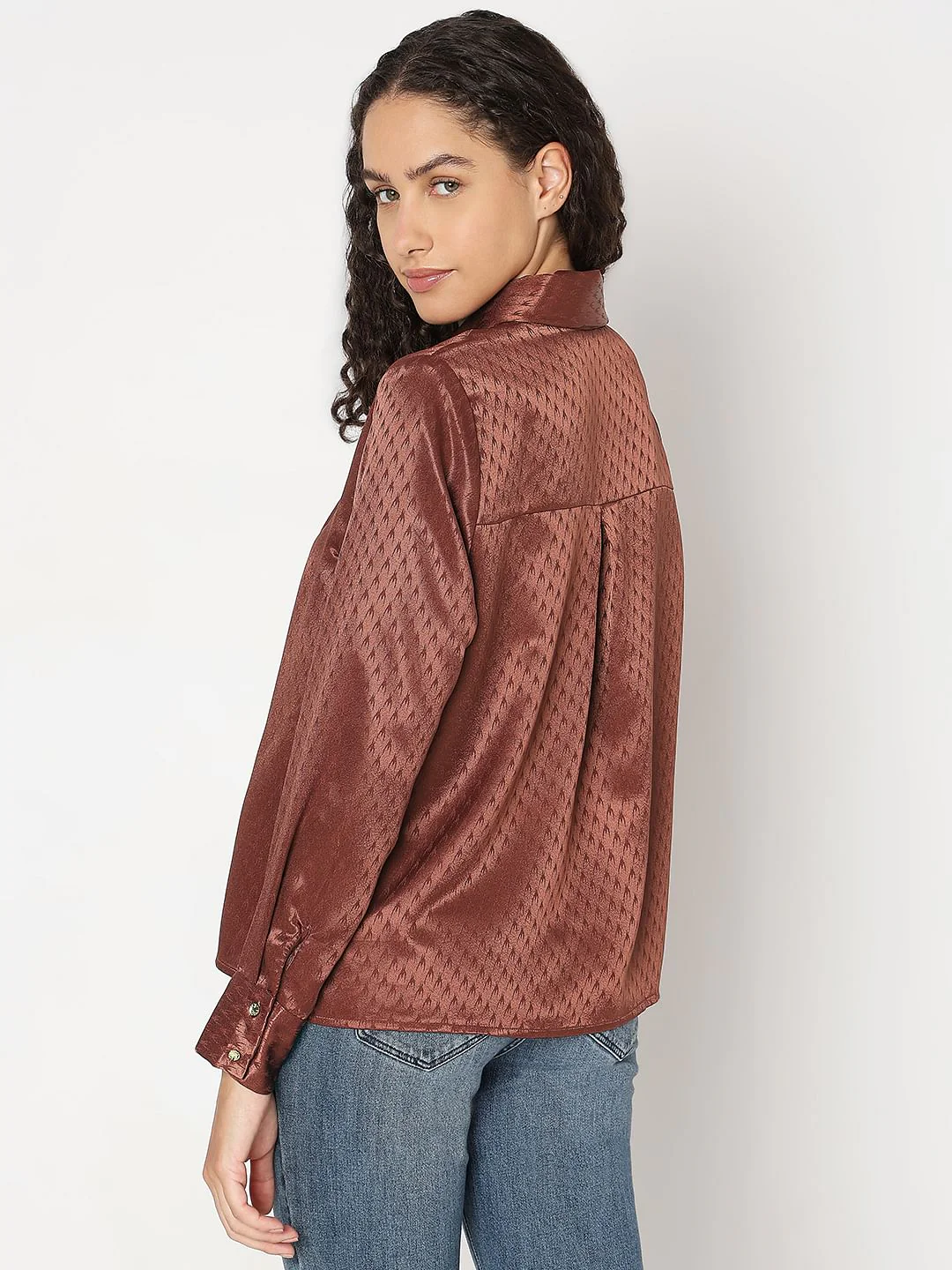 Chocolate Brown Printed Top - Image 4
