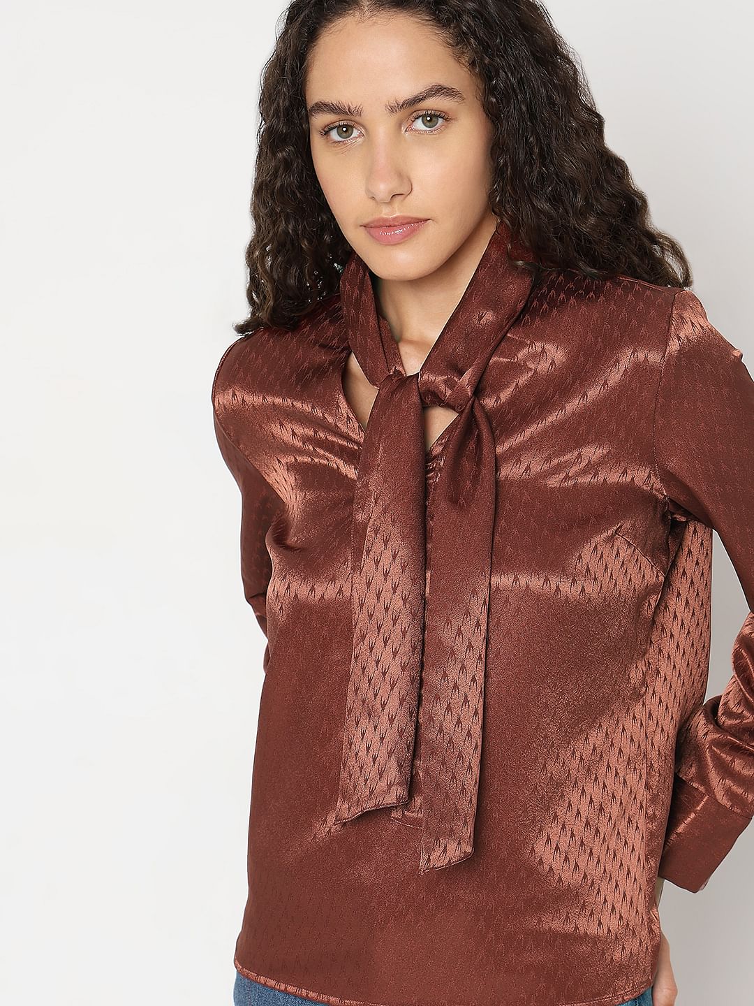Chocolate Brown Printed Top - Image 6