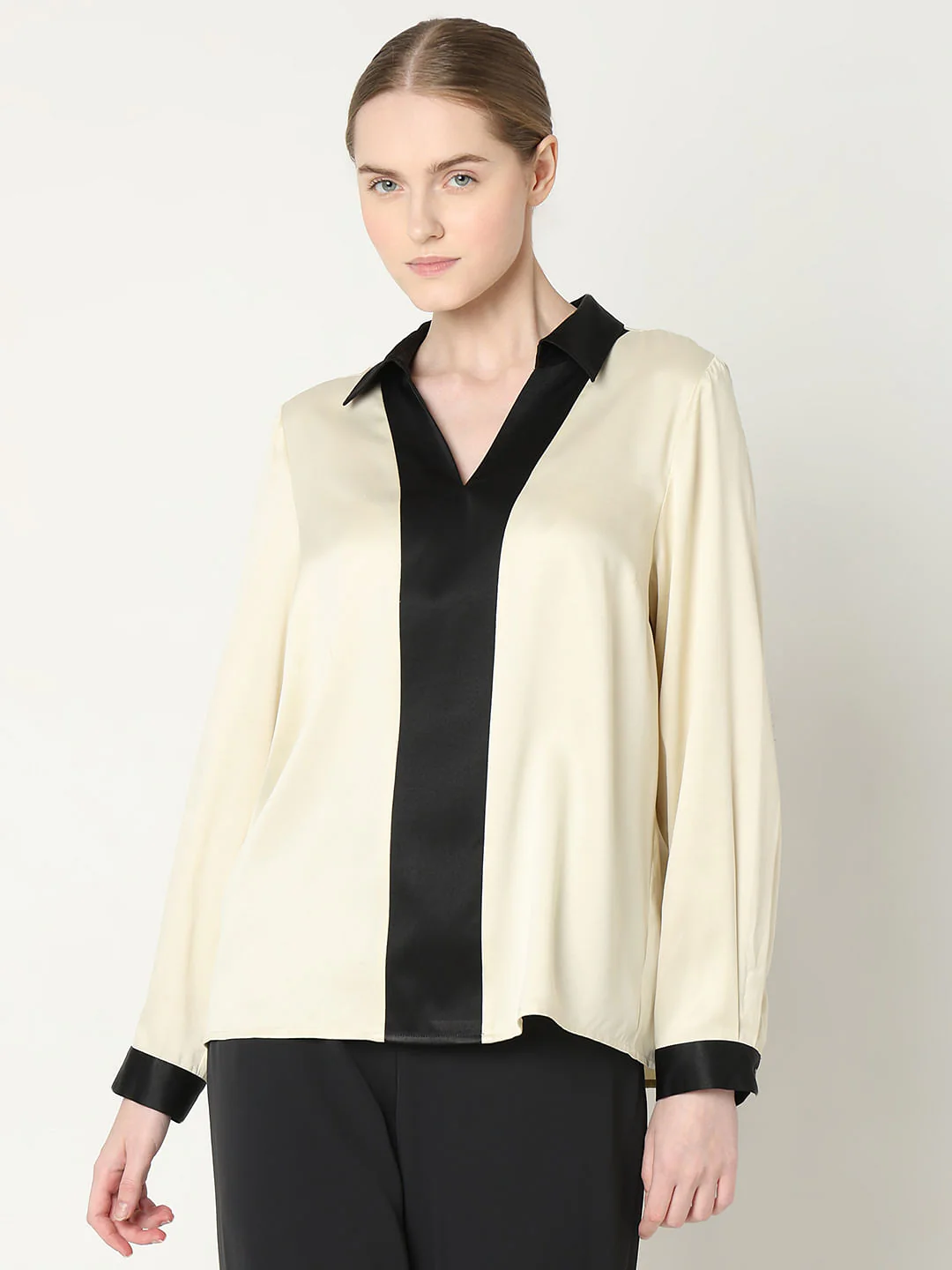 Beige V-Neck Top - Image 2
