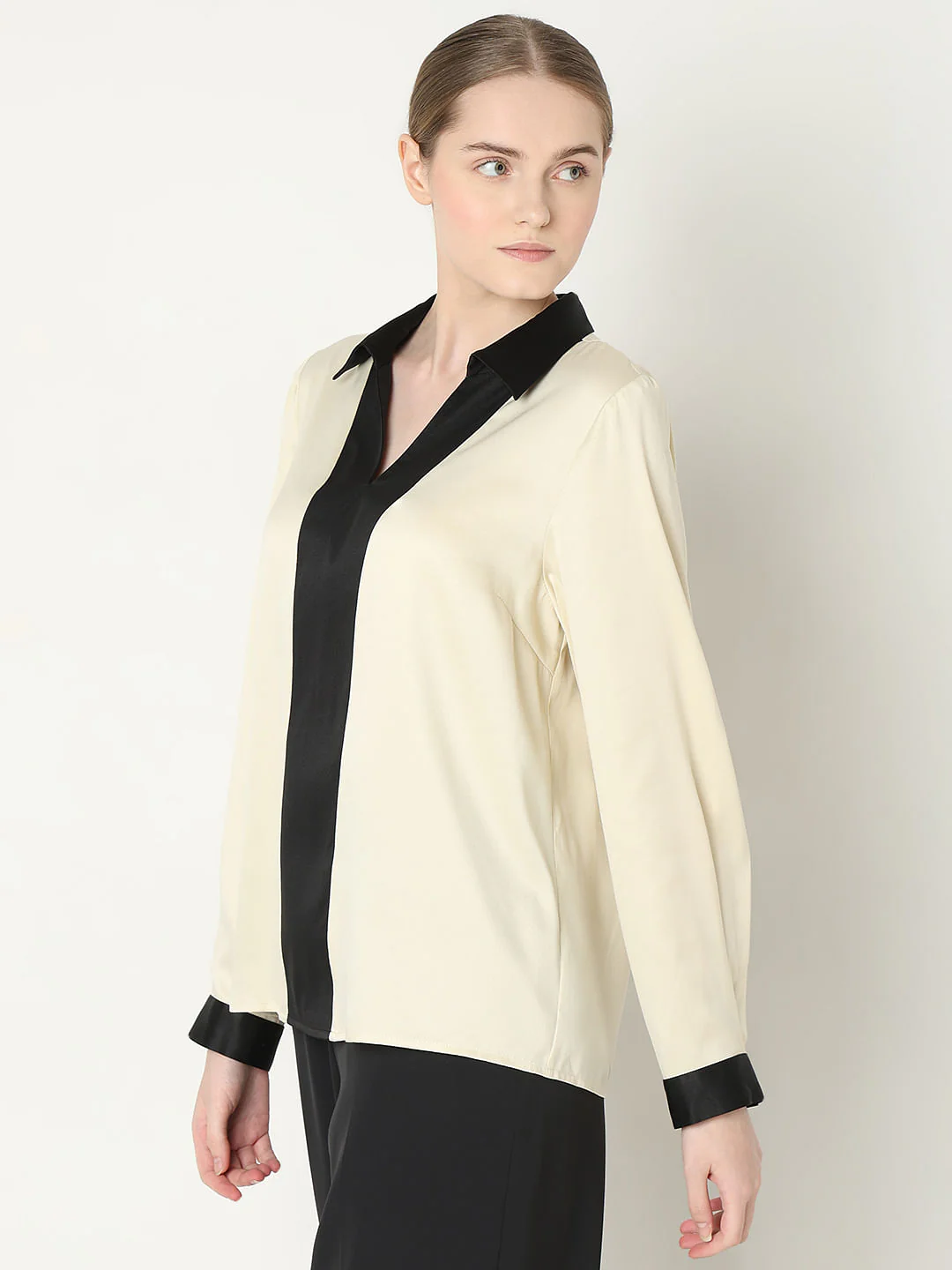 Beige V-Neck Top - Image 3