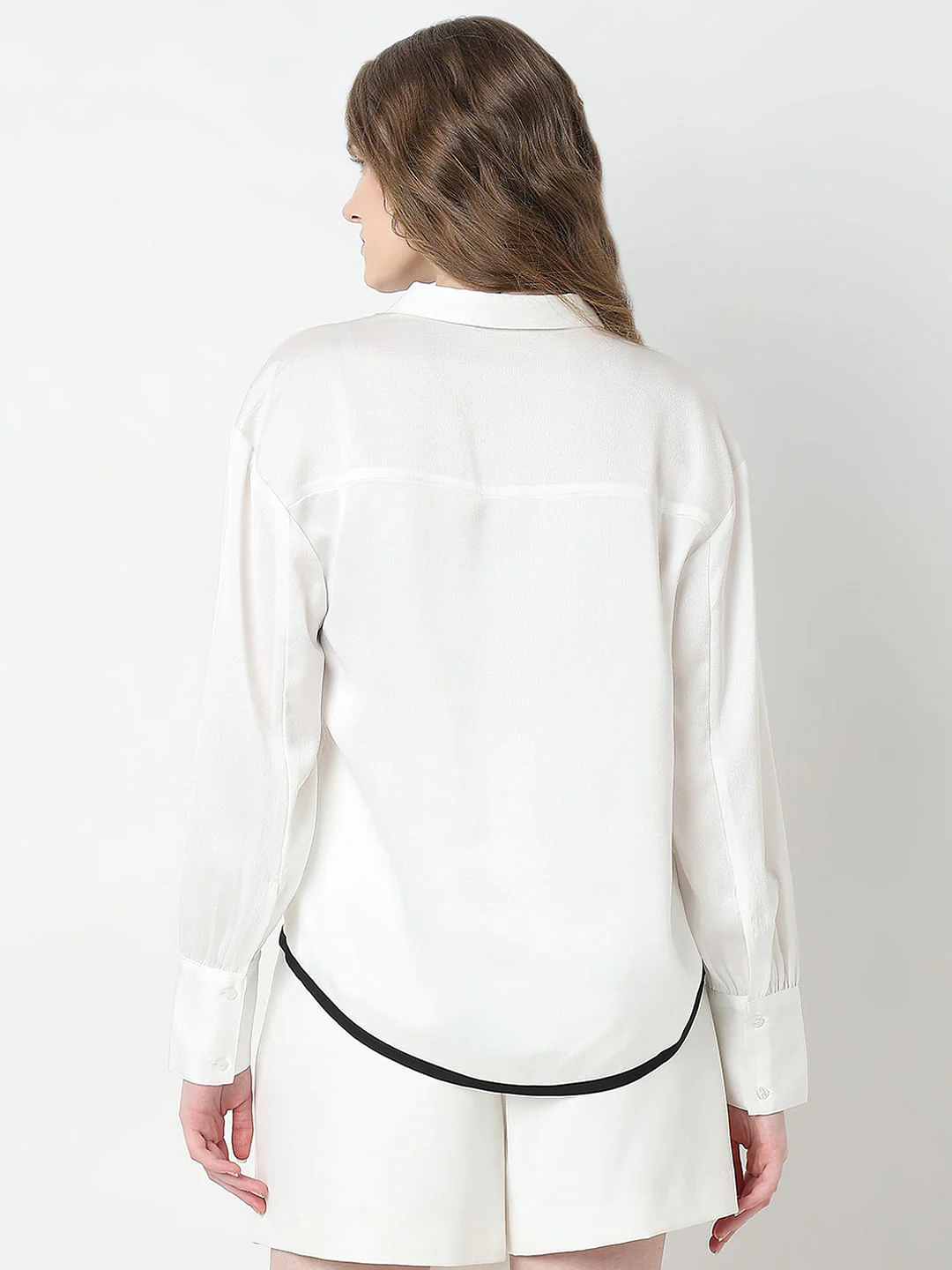 White Contrast Detail Shirt - Image 4