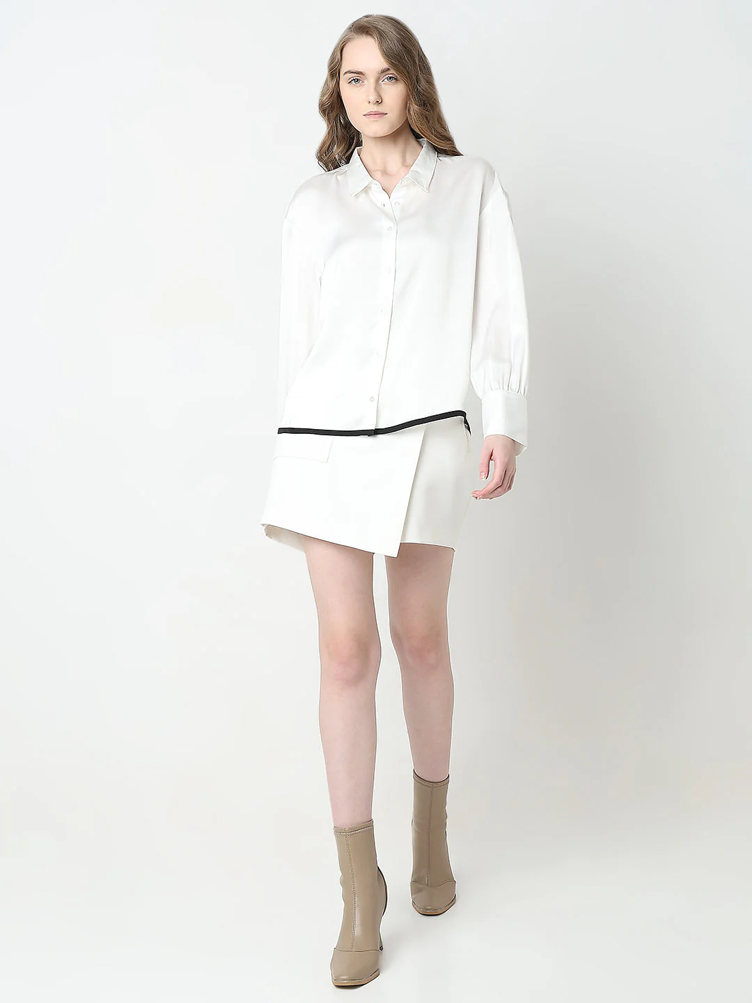 White Contrast Detail Shirt - Image 5