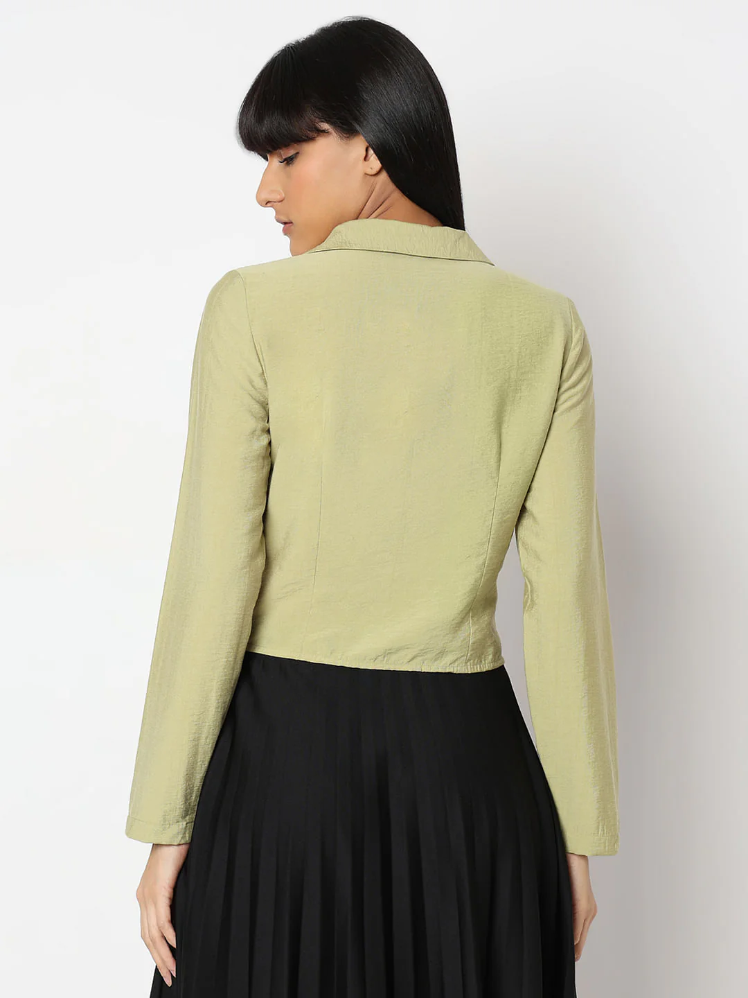 Green Ruched Cropped Shirt - Image 4