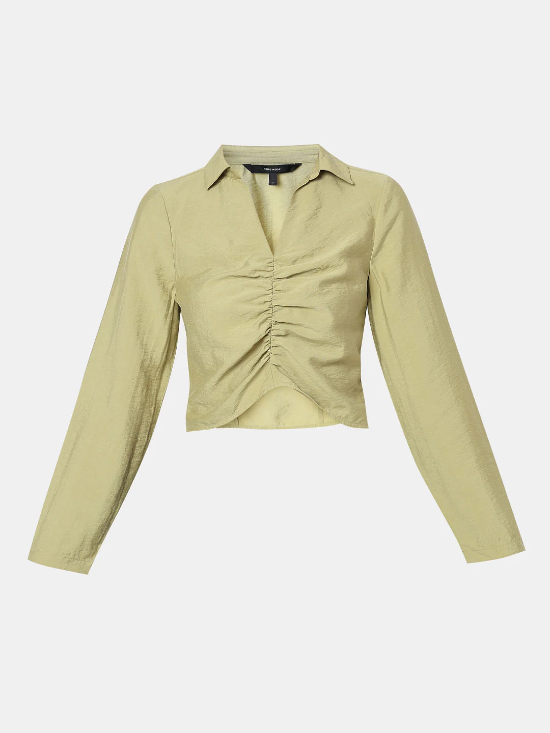 Green Ruched Cropped Shirt - Image 7