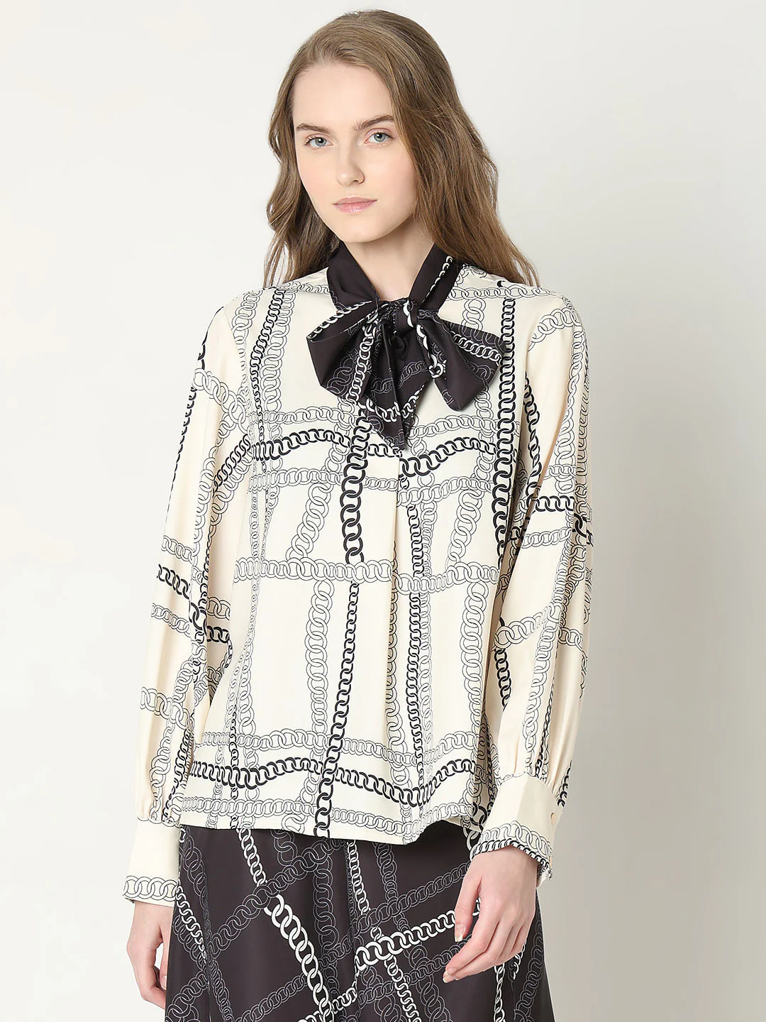 Beige Chain Print Co-Ord Set Top - Image 2