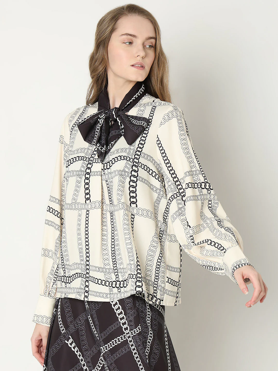 Beige Chain Print Co-Ord Set Top - Image 3