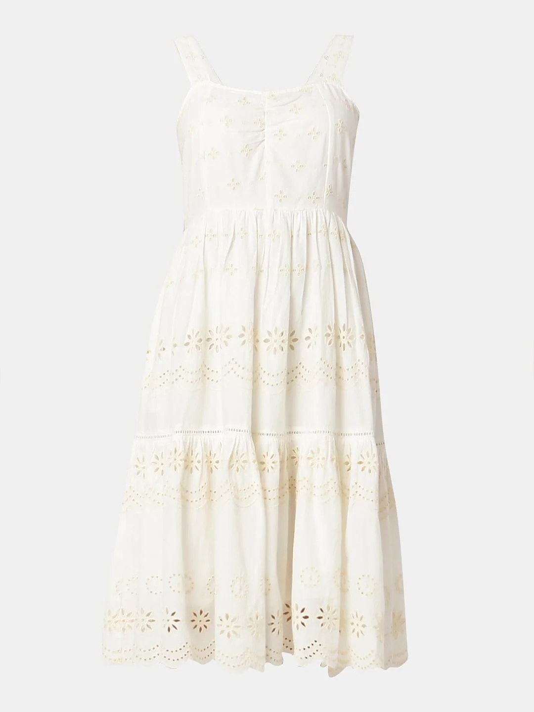 Off-White Schiffli Strappy Midi Dress - Image 7