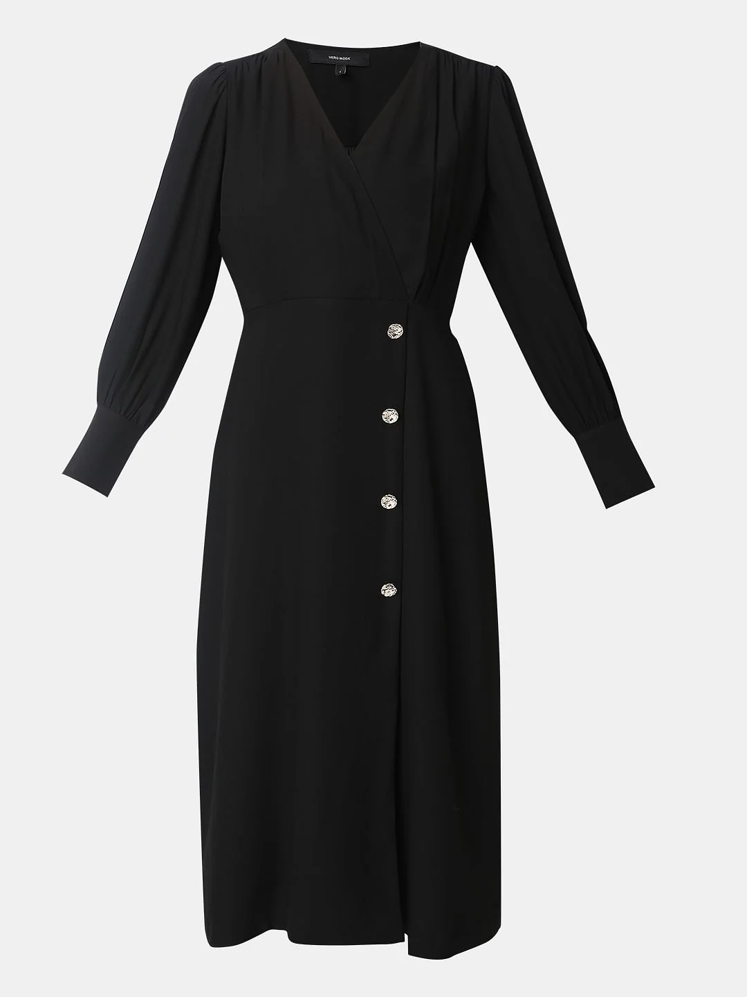 Black V-Neck Midi Dress - Image 7